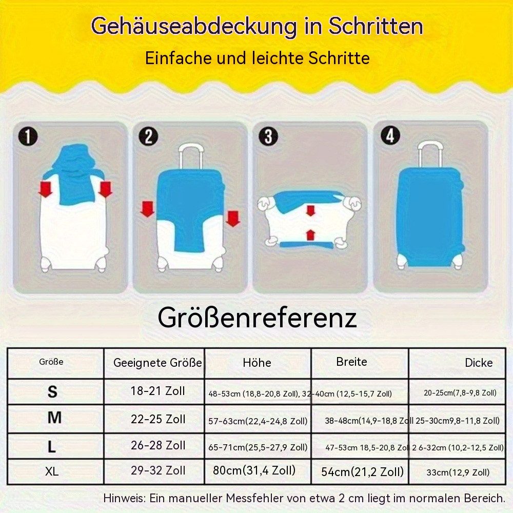 Zyronn Kofferhülle Koffer Hülle Koffer, Elastische Kofferschutzhülle mit Reißverschluss - Reisekoffer Überzug