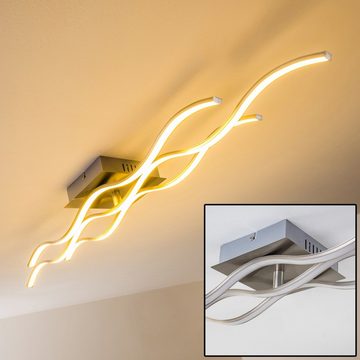 hofstein Deckenleuchte »Pontolo« Deckenlampe aus Metall in Nickel-matt, 3000 Kelvin, mit 3 Lichtleisten in Wellenform, 30 Watt, 2700 Lumen insgesamt