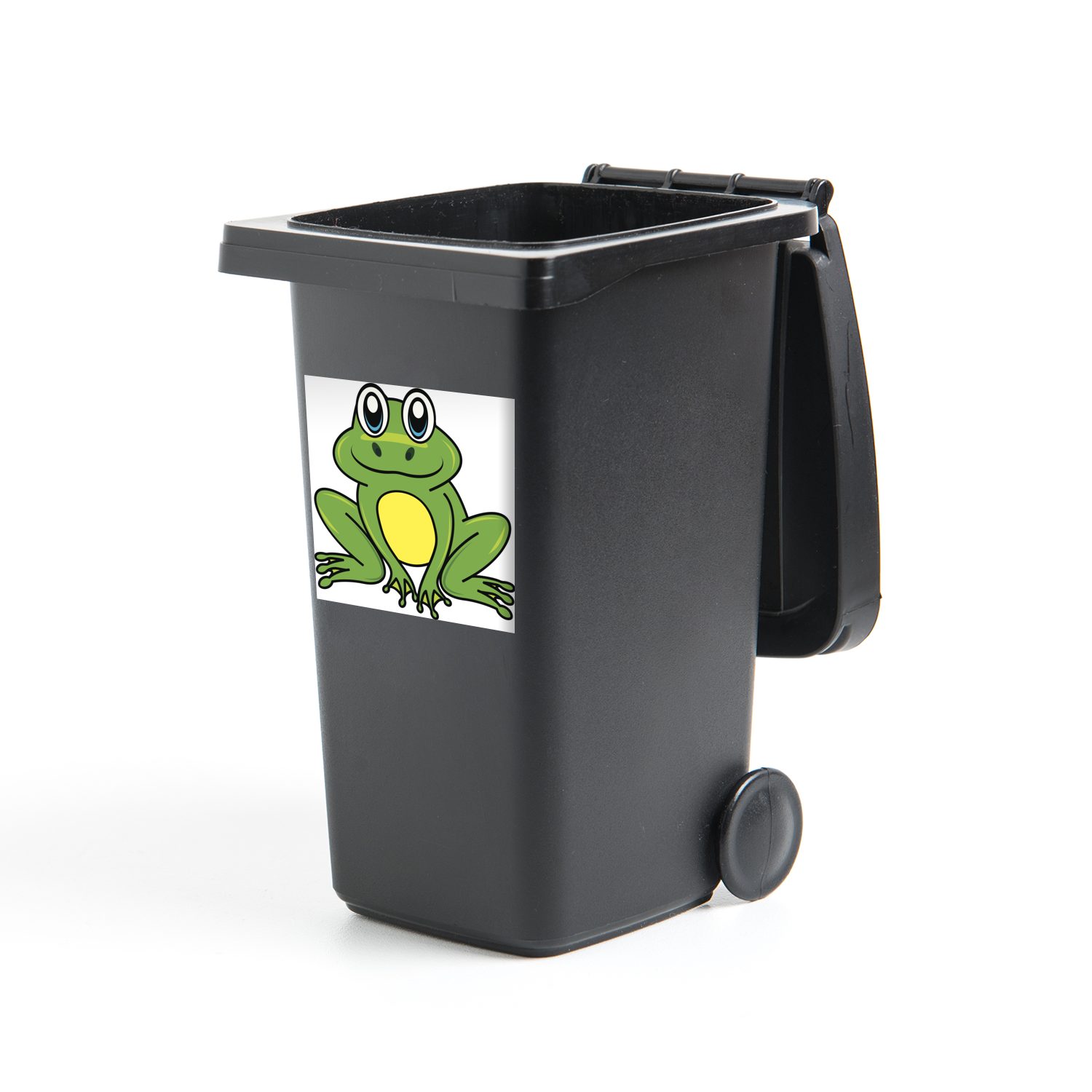 MuchoWow Wandsticker Frosch - Cartoon - Weiß (1 St), Mülleimer-aufkleber, Mülltonne, Sticker, Container, Abfalbehälter