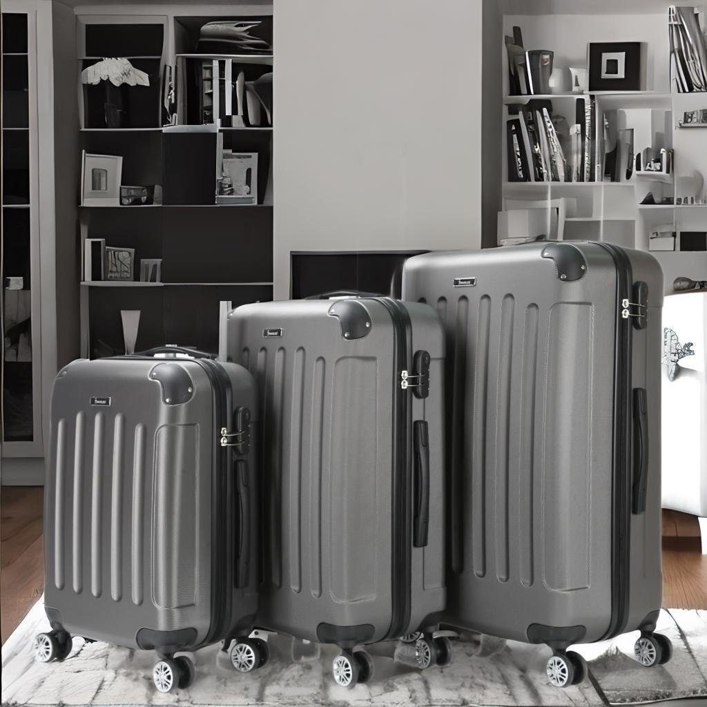 KESSMANN Kofferset Hartschale Kofferset 3 Urlaub Trolley 4 3 (Koffer-Set, klein 360° tlg., silber mittel Handgepäck Gepäck Rollkoffer Teilig Reisekoffer Leichtgewicht Reisekoffer Set), Rollen, Rollen Organizer Reisen groß, Urlaubskoffer Hartschalenkoffer Gepäckset