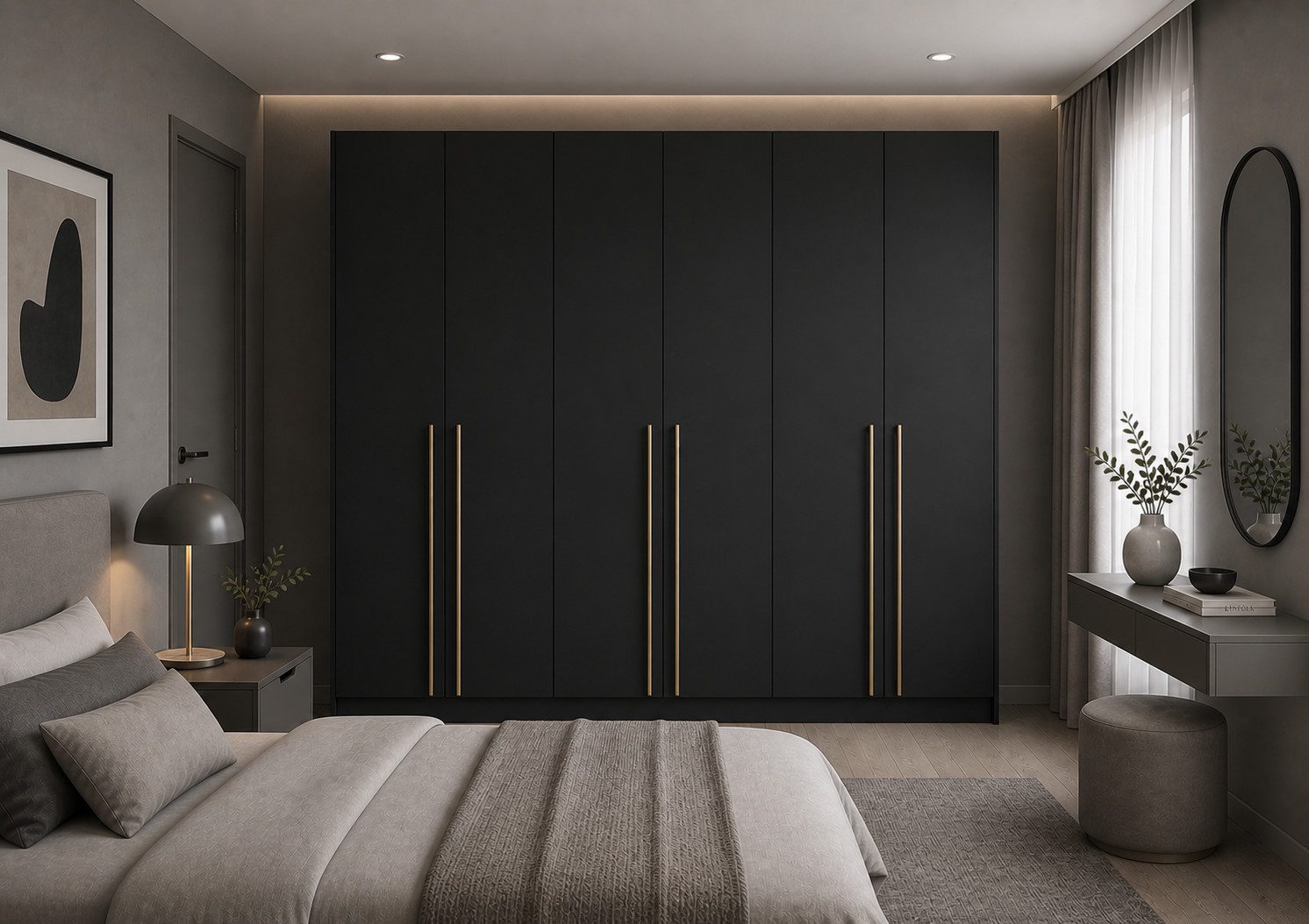 MOEBLO Drehtürenschrank Glamy 6D (Moderner 6-türiger Kleiderschrank mit viel Stauraum, vier Kleiderstangen, Einlegeböden – Ideal für Schlafzimmer, Ankleidezimmer, Schrank Garderobe Drehtürenschrank) (BxHxT): 230 cm x 210 cm x 57 cm