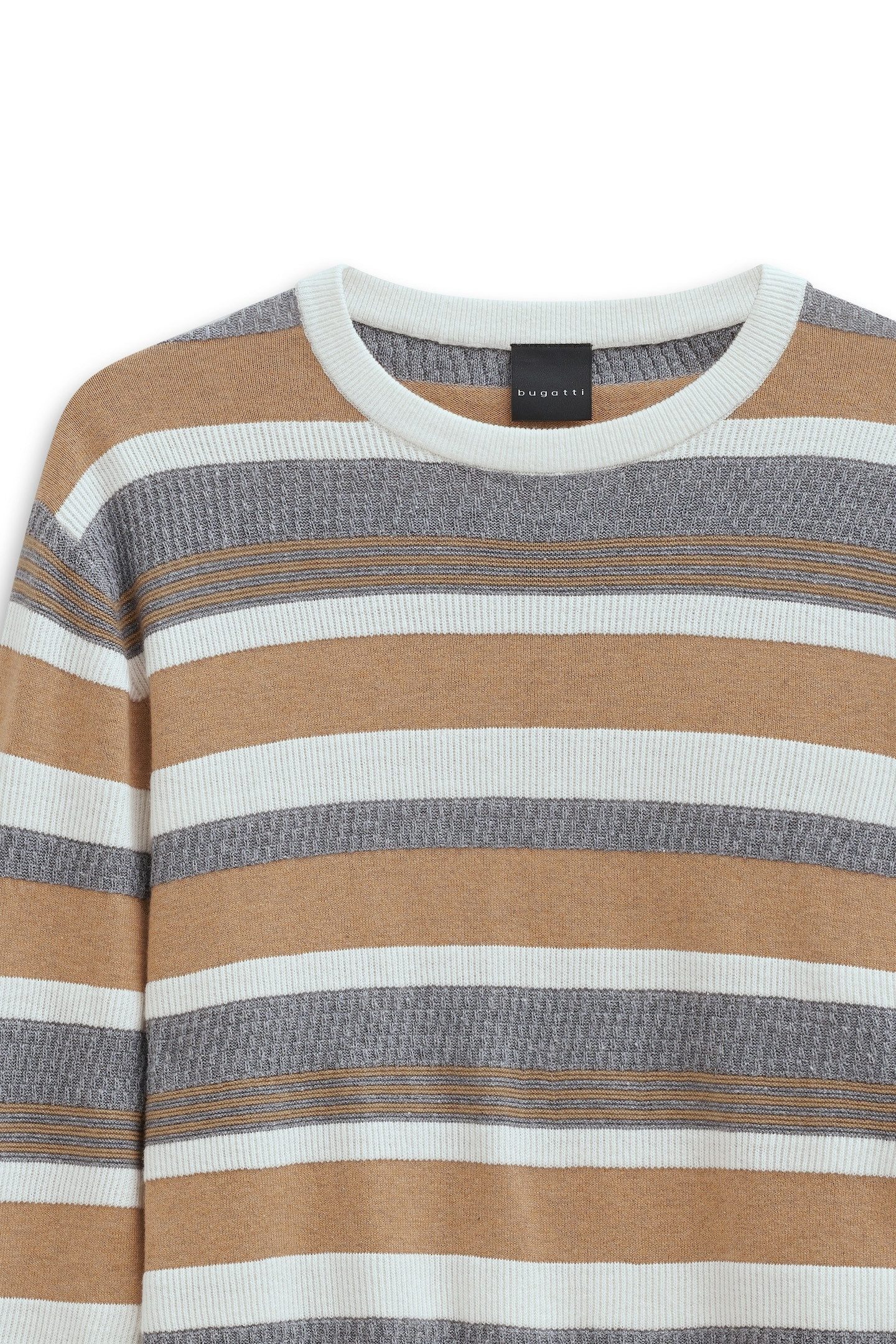 bugatti Rundhalspullover Regular Fit gestreift aus Kaschmir-Mix