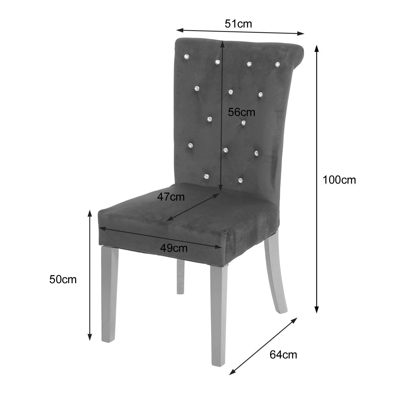 Sitzbezug | Metall-Nietenbesatz St), (Set, MCW gold 6er-Set, Dekorativer schwarz schwarz MCW-D22-6 Esszimmerstuhl | 6 mit Knopfsteppung,