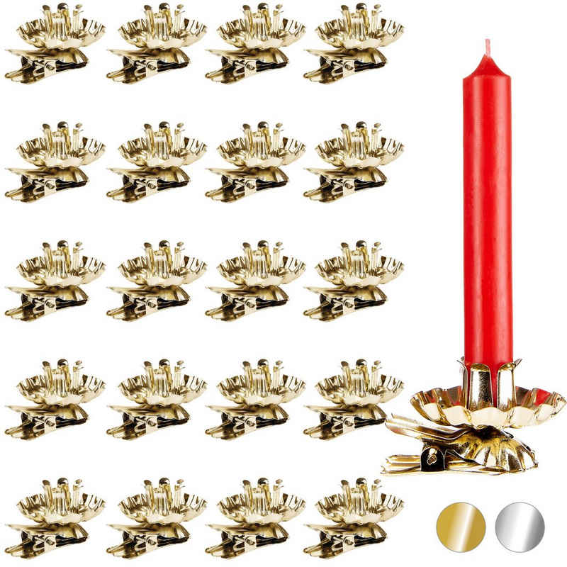 BRUBAKER Kerzenhalter »Baumkerzenhalter für Weihnachtsbaum« (20 St., drehbar, kippfähig), Vintage Kerzenhalter, traditionelle Kerzenzwicker mit Clip