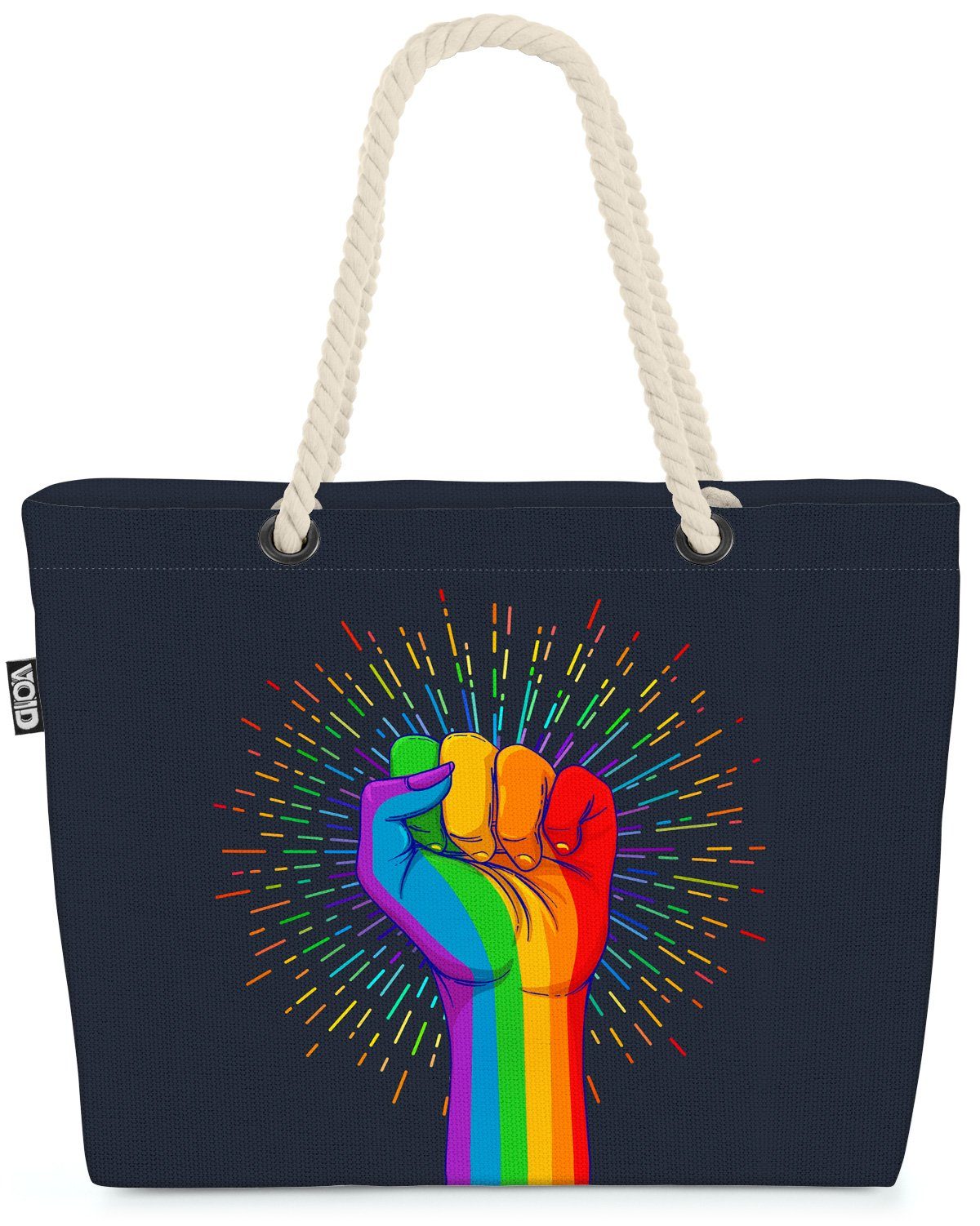 VOID Strandtasche (1-tlg), Pride Power Regenbogen Faust Stolz Sonne Hand Gay pride flag parade c | Strandtaschen