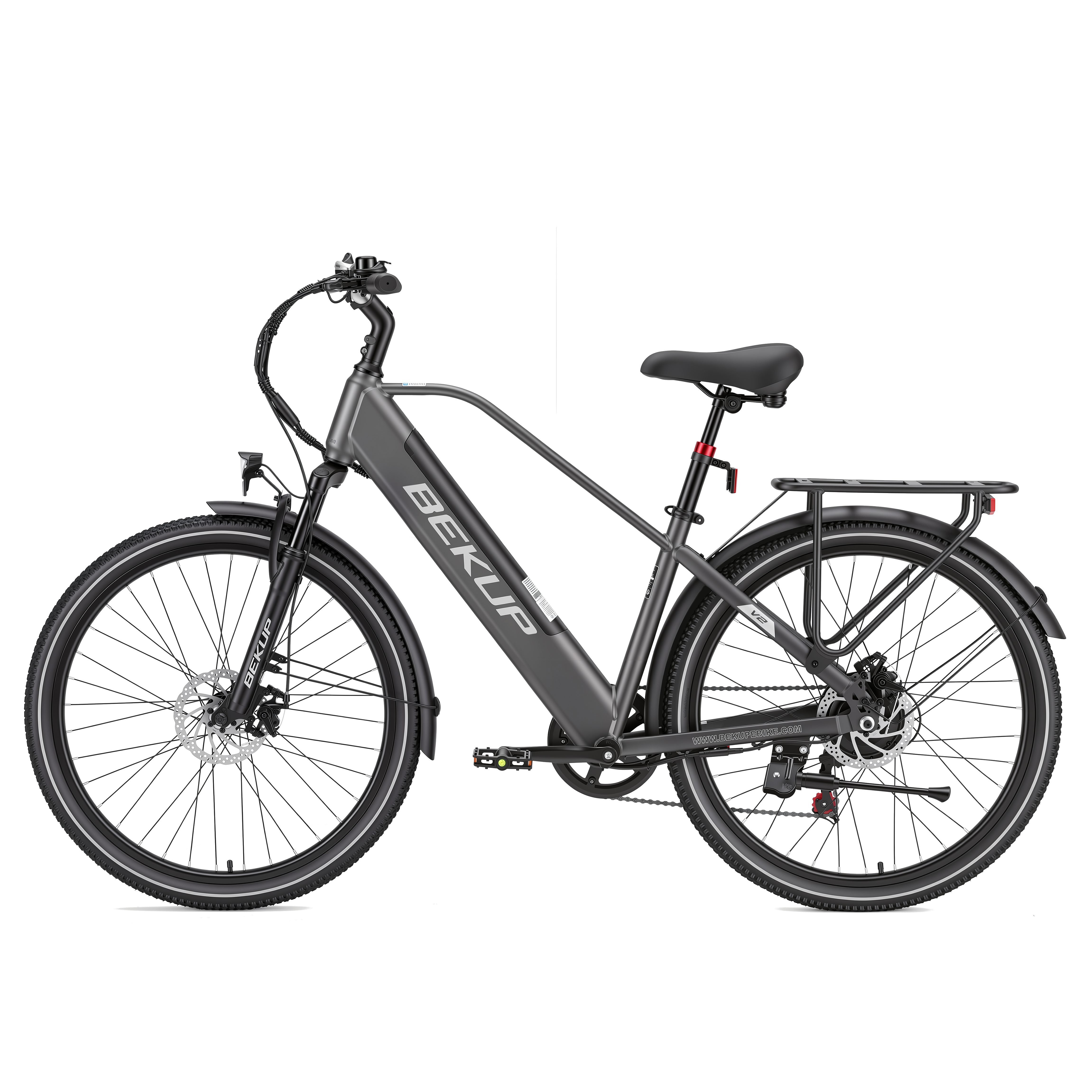 BEKUP E-Bike Cityrad V2 26 Zoll Trekkingrad, 522 Wh Akku, 45 Nm, Shimano 7-Gang, 7 Gang Shimano Shimano Tourney TZ Schaltwerk, Kettenschaltung, Heckmotor, 522 Wh, (Komplettset, E-Bike inklusive Akku und Ladegerät), Cityrad für Arbeitsweg und Wochenendtouren, bis zu 75 km Reichweite