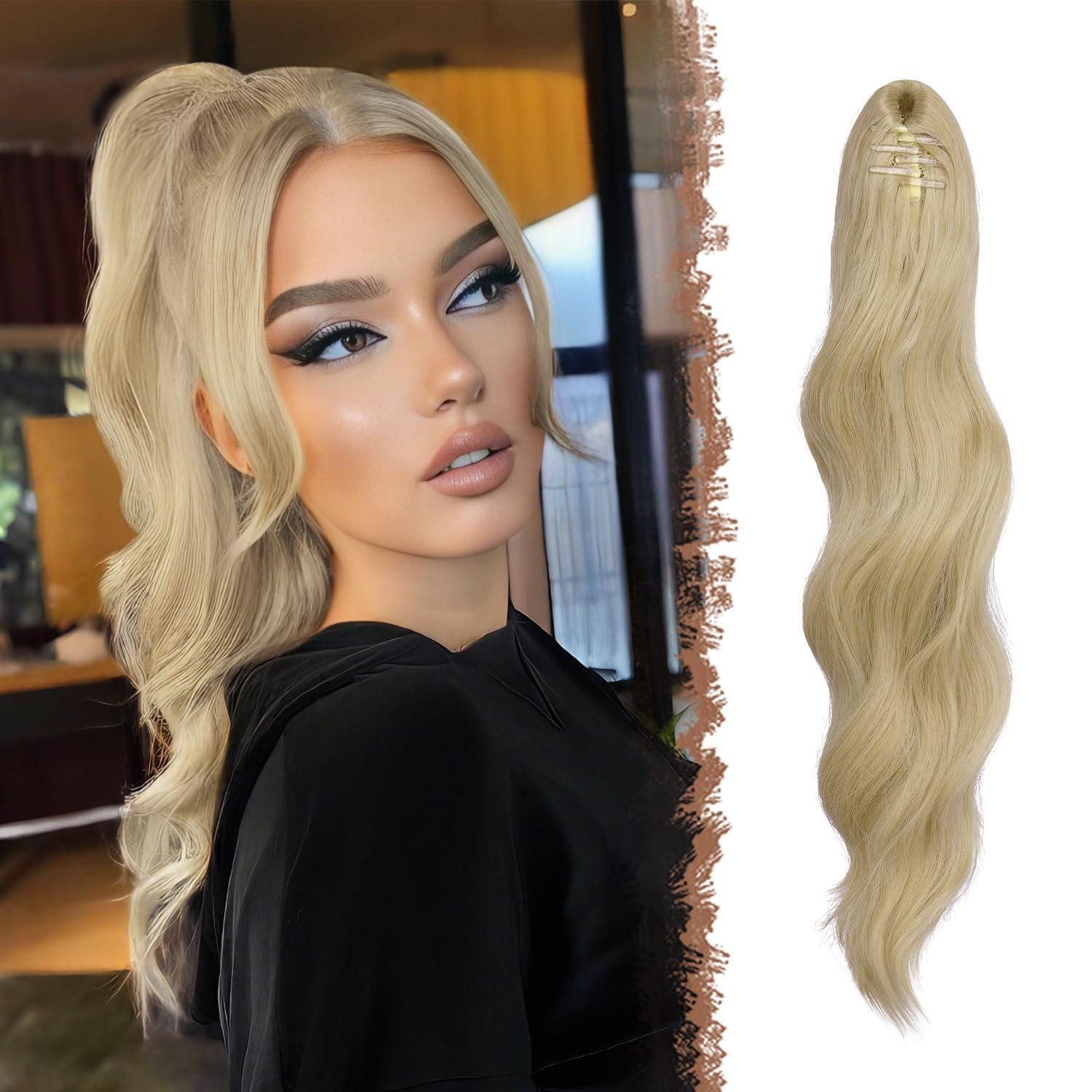 LuxusKollektion Kunsthaar-Extension Pferdeschwanz Haarverlängerung 50,8cm gewellt 16 613# Aschblond 50 cm