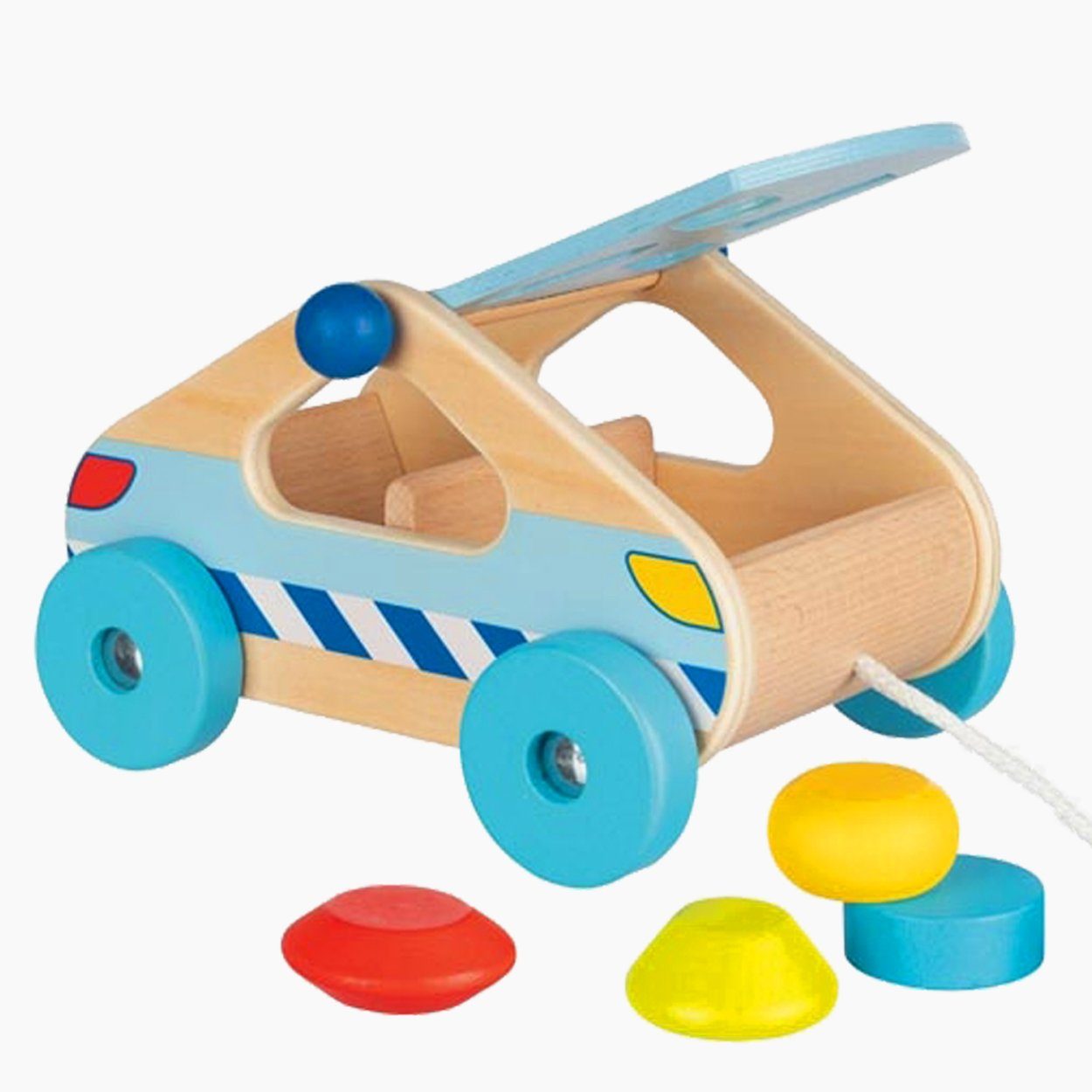 goki Steckspielzeug Sort Box Auto zum Hinterherziehen, (packung, 5-tlg), mit anspruchsvollen Formen