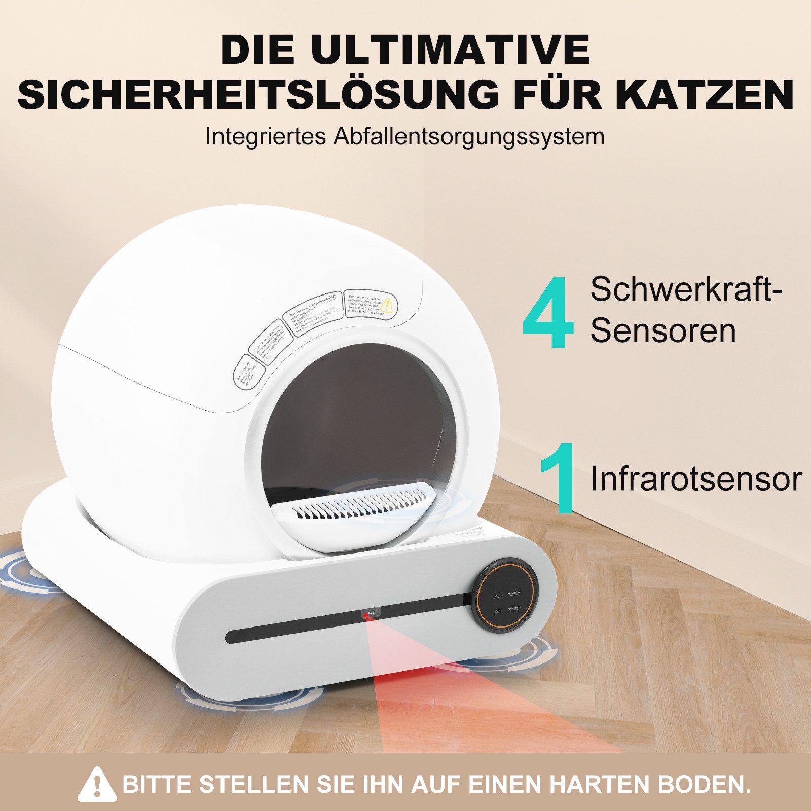 MC Star Katzenecktoilette 65L Adaptive selbstreinigende Katzentoilette für mehrere Katzen, automatische Schöpfung, geeignet für viele Arten von Streu