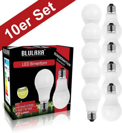 BLULAXA LED-Leuchtmittel SMD Multi, E27, 10 St., Warmweiß, 10er-Set, Promotion-Pack A60, SMD, klar