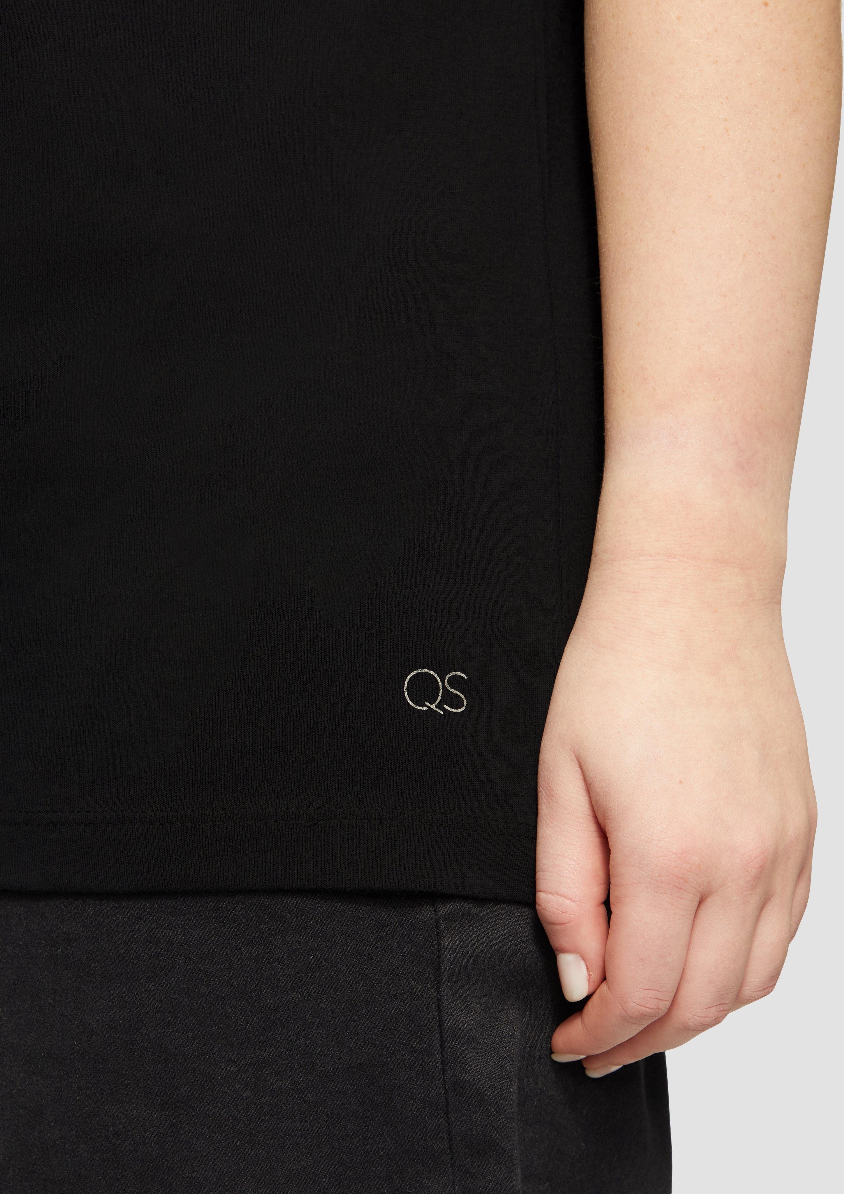 QS Kurzarmshirt Baumwollshirt mit Schulterdetail Insert günstig online kaufen