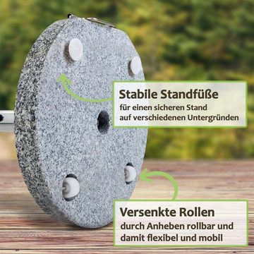 anaterra Schirmständer Sonnenschirmständer Granit 25/30kg Rund/Eckig mit Rollen Schirmständer