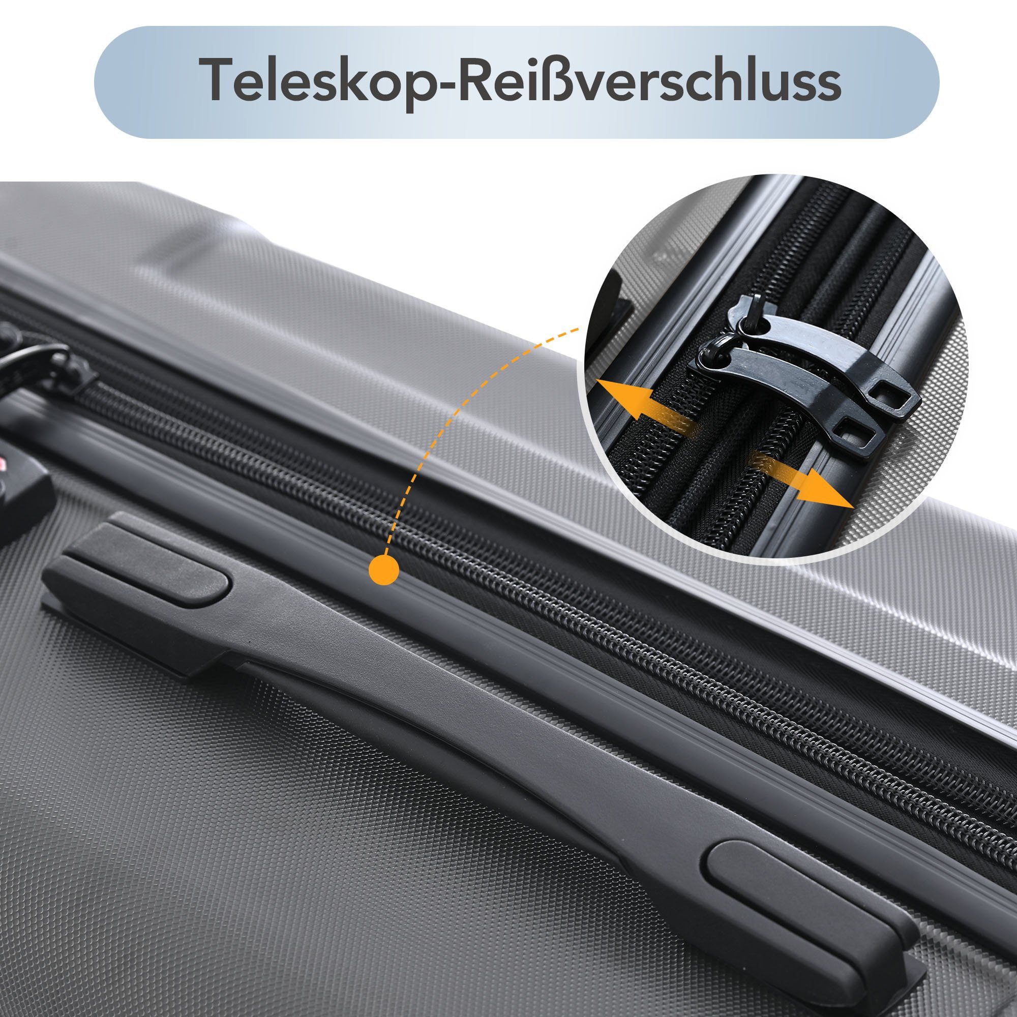 Hartschalen-Trolley Hartschalen-Handgepäck, 4 Rollen, Koffer mit TSA-Schloss und Universalrad, Erweiterbar Seitengriff