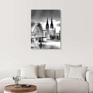 Posterlounge Acrylglasbild Städtecollagen, Kölner Skyline in Schwarz/Weiß, Illustration