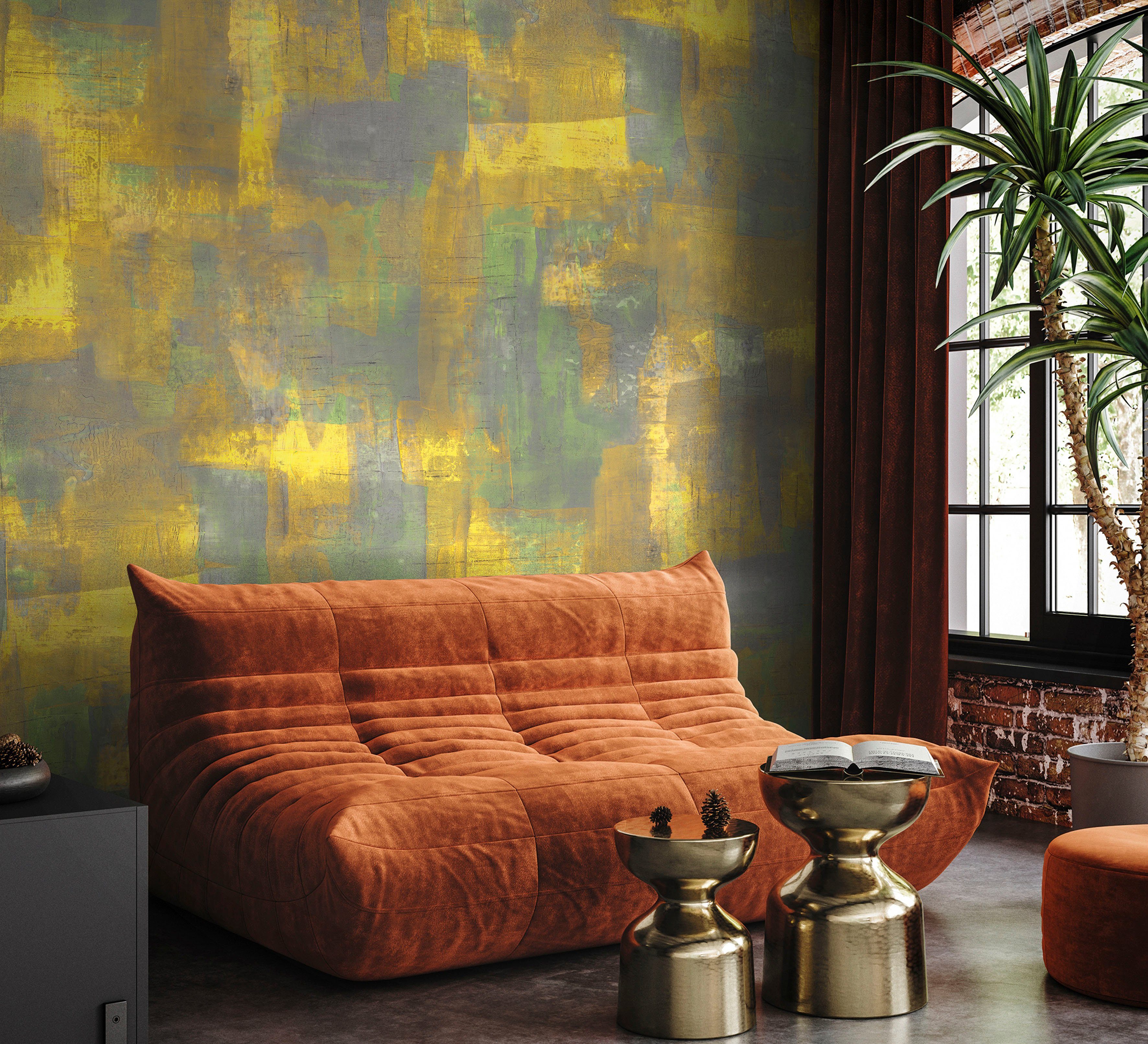 Marburg Fototapete Keira, glatt, matt, moderne Vliestapete für Wohnzimmer Schlafzimmer Küche gelb