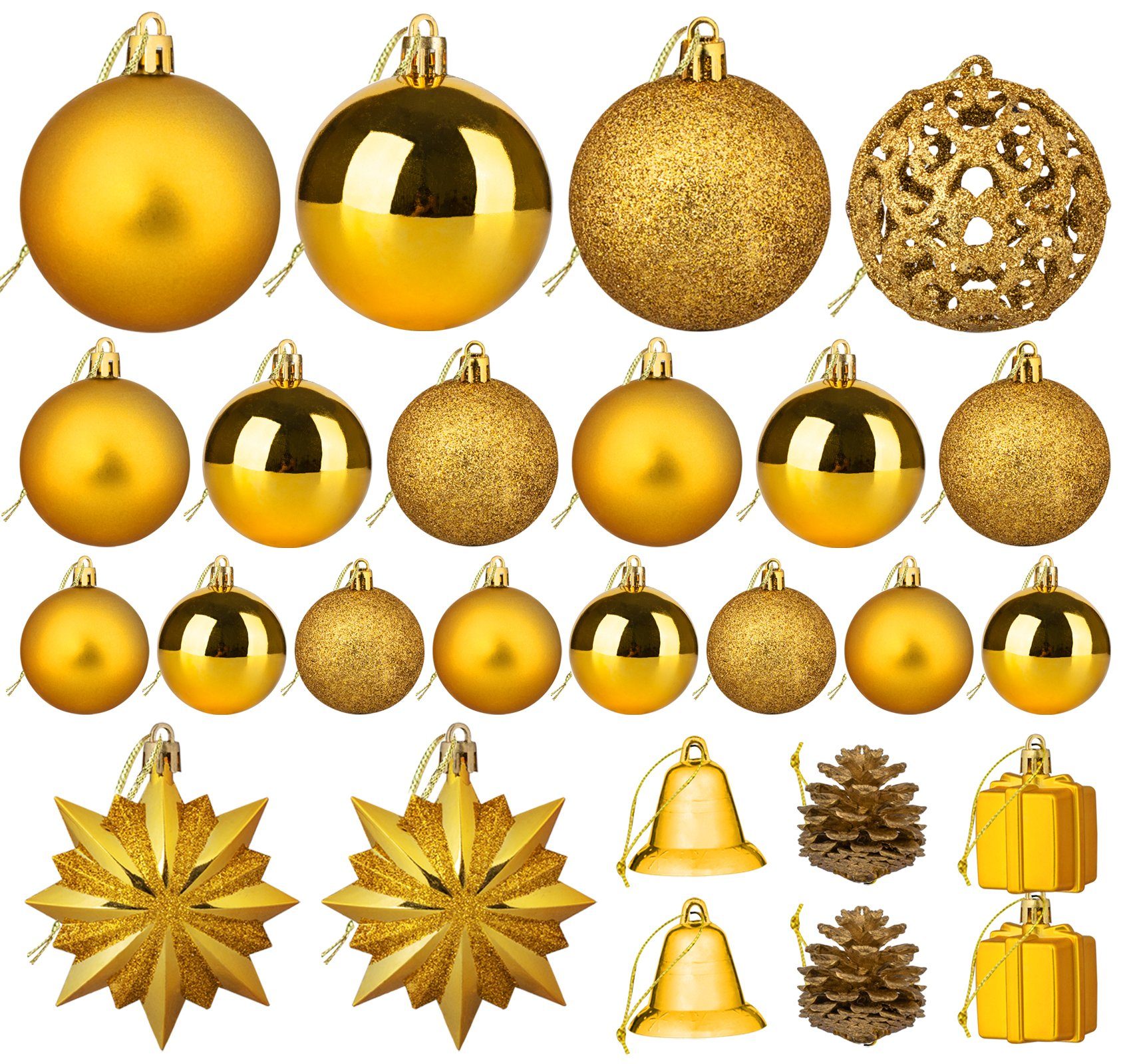 Weihnachtsbaumkugel 108tlg Weihnachtsbaumschmuck Weihnachtsbaumkugeln Homewit Set Gold