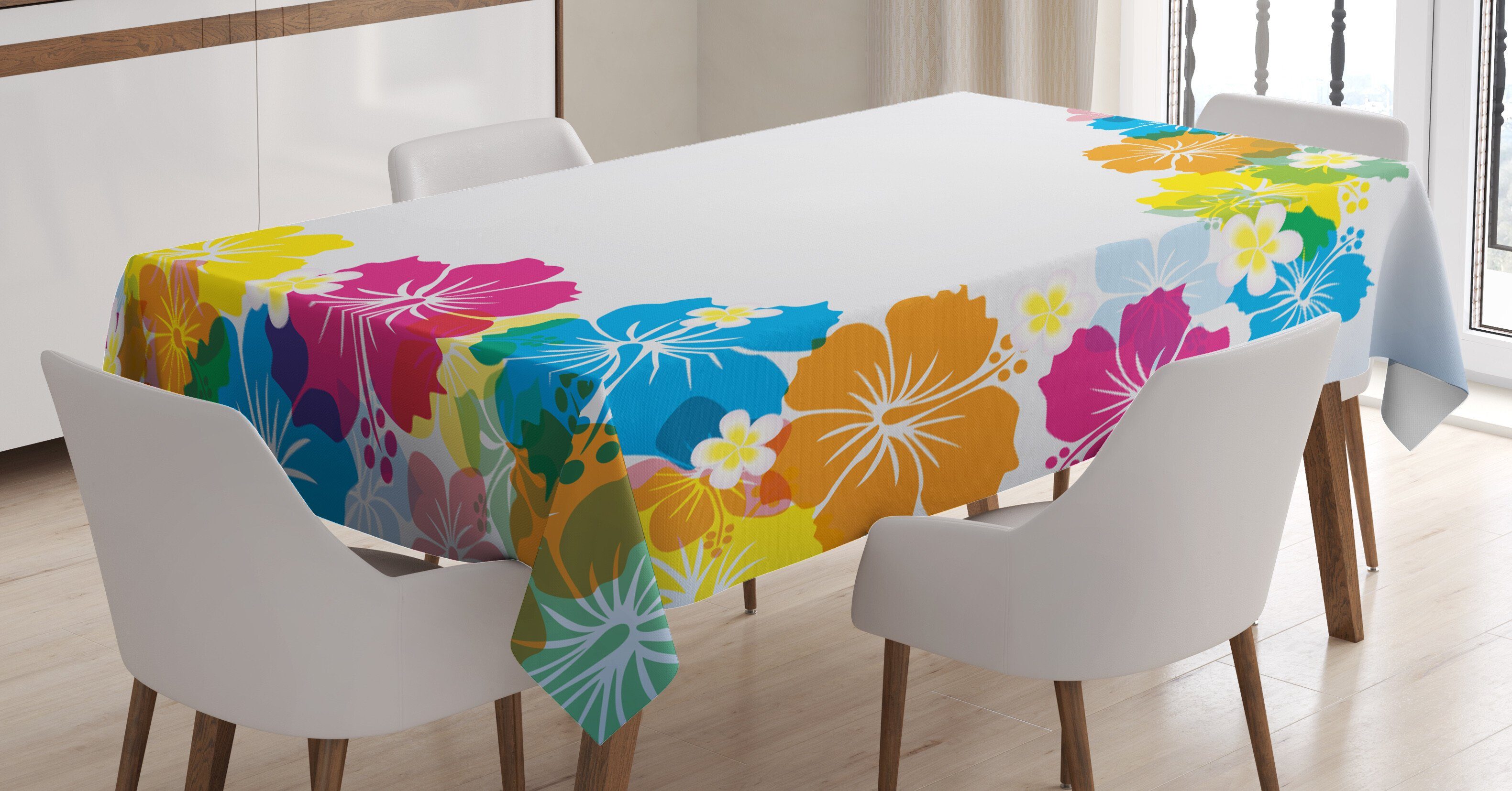 Abakuhaus Tischdecke Farbfest Waschbar Für den Außen Bereich geeignet Klare Farben, Luau Polynesian Frühling Aloha