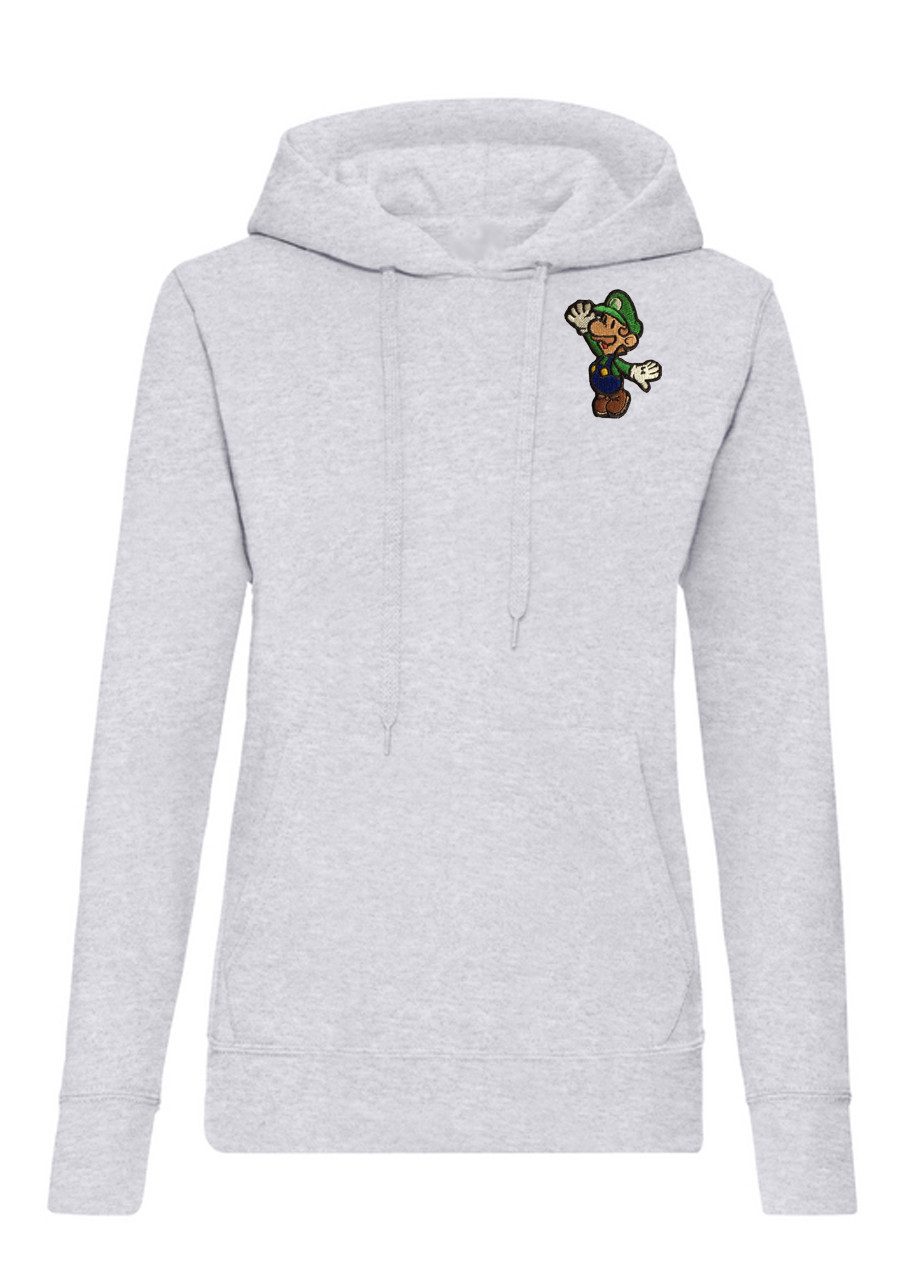 Hoodie Luigi Patch Retro Super Mario Wario Yoshi Peach Damen Hoodie
