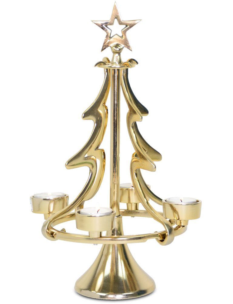 RIFFELMACHER & WEINBERGER Kerzenhalter Exklusiver Metall Kerzenständer Weihnachtsbaum Christbaum, Silber oder Gold - Adventskranz Weihnachtsdekoration