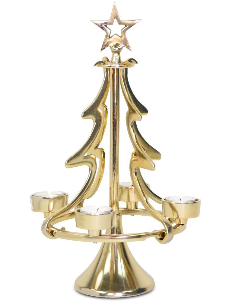 RIFFELMACHER & WEINBERGER Свечиhalter Exklusiver Metall Свечиständer Weihnachtsbaum, Silber oder Gold