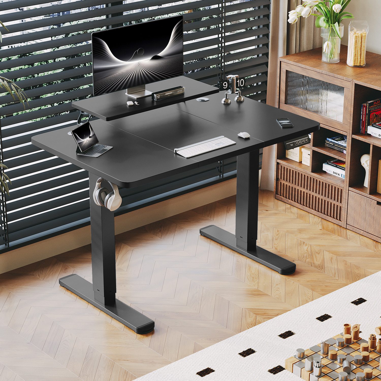 HOMALL Schreibtisch Höhenverstellbarer Schreibtisch mit Monitorständer 120/ günstig online kaufen