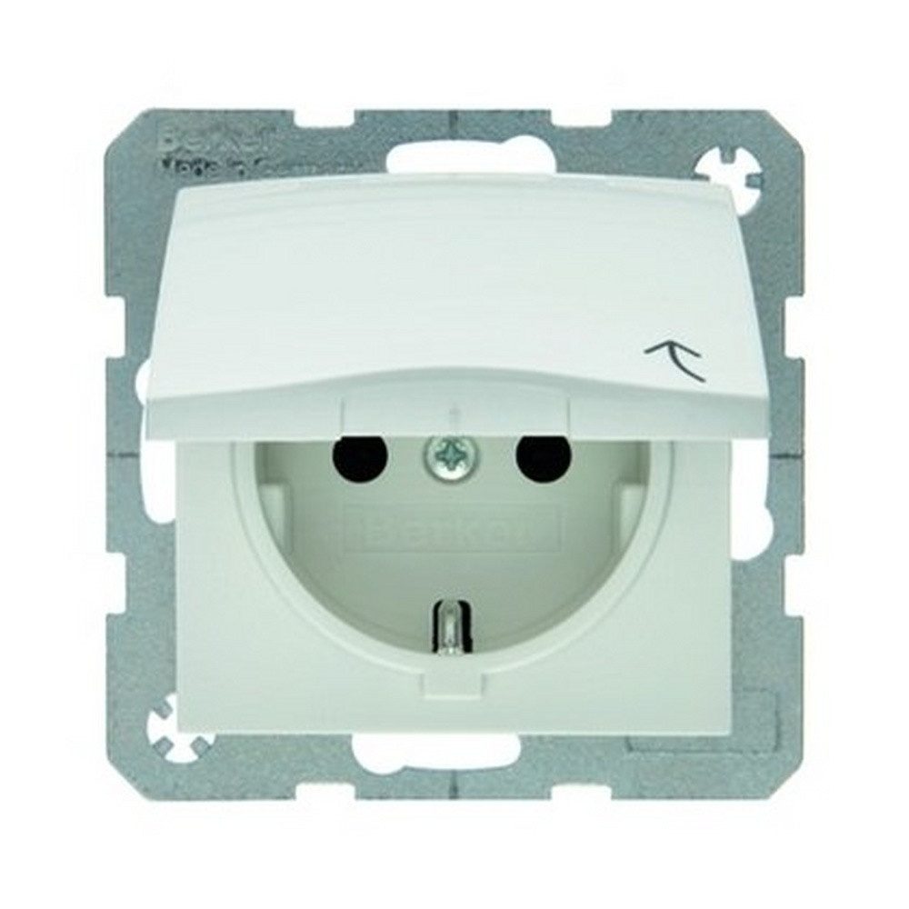 Berker Unterputz-Steckdose, 1fach polarweiß glänzend Unterputz horizontal/vertikal