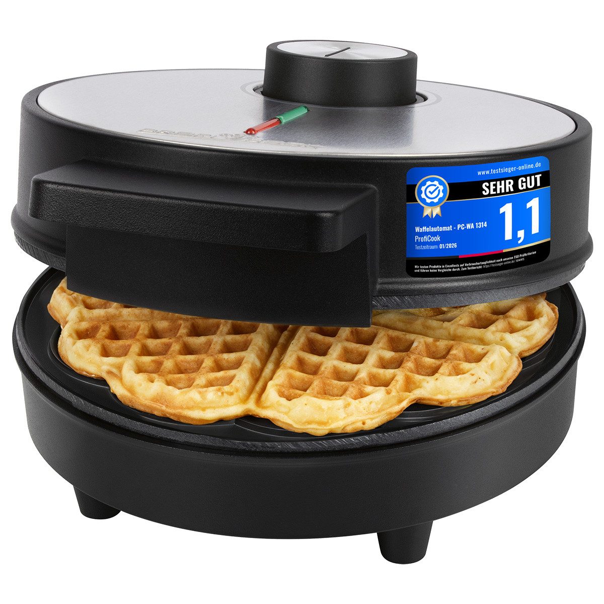 ProfiCook Waffeleisen PC-WA 1314, Waffeleisen Herzform, Antihaftbeschichtung, 1200W