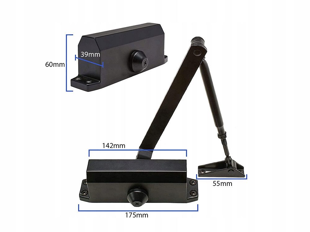 VERK GROUP Türschließer Türschließer Hydraulisch Einstellbar Automatisch bis 65 kg Schwarz, (1-tlg), Hydraulisch, einstellbare Schließgeschwindigkeit