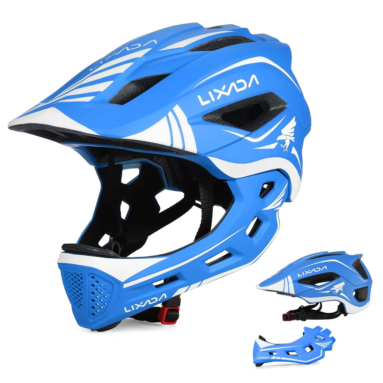 Lixada Kinderfahrradhelm Kinderfahrradhelm Fahrradhelm Kinder Fullface abnehmbar Unisex, 13 Lüftungsöffnungen, 2-in-1 Helm, stoßfester EPS-Schaum