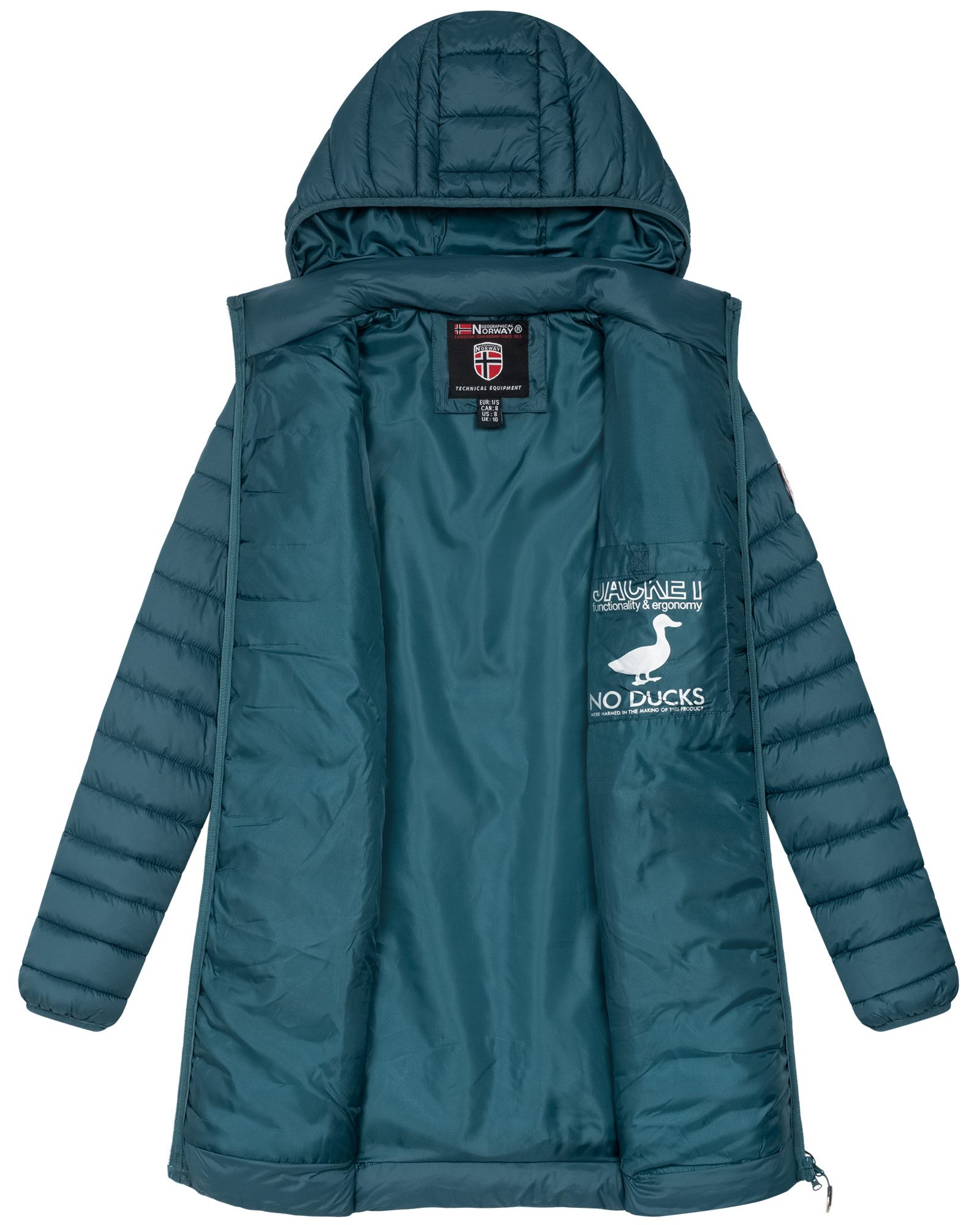 Geographical Norway Steppmantel Winter Jacke Steppjacke Parka Lange Kapuzenjacke Steppmantel Outdoor