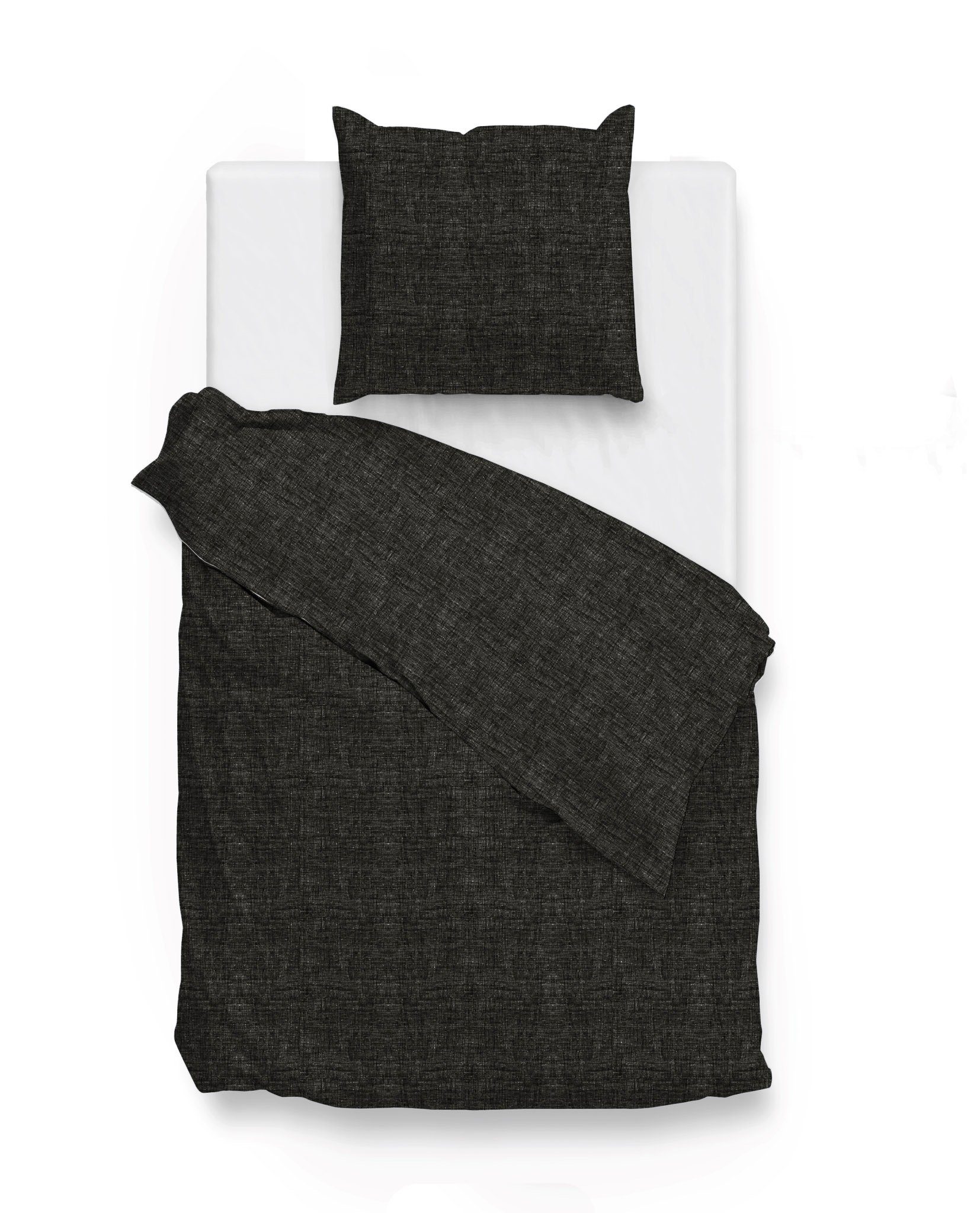 ZO HOME Bettwäsche Zo! Home Cotton Bettwäsche 155x220 cm Lino Midnight Black schwarz, Baumwolle, 2 teilig