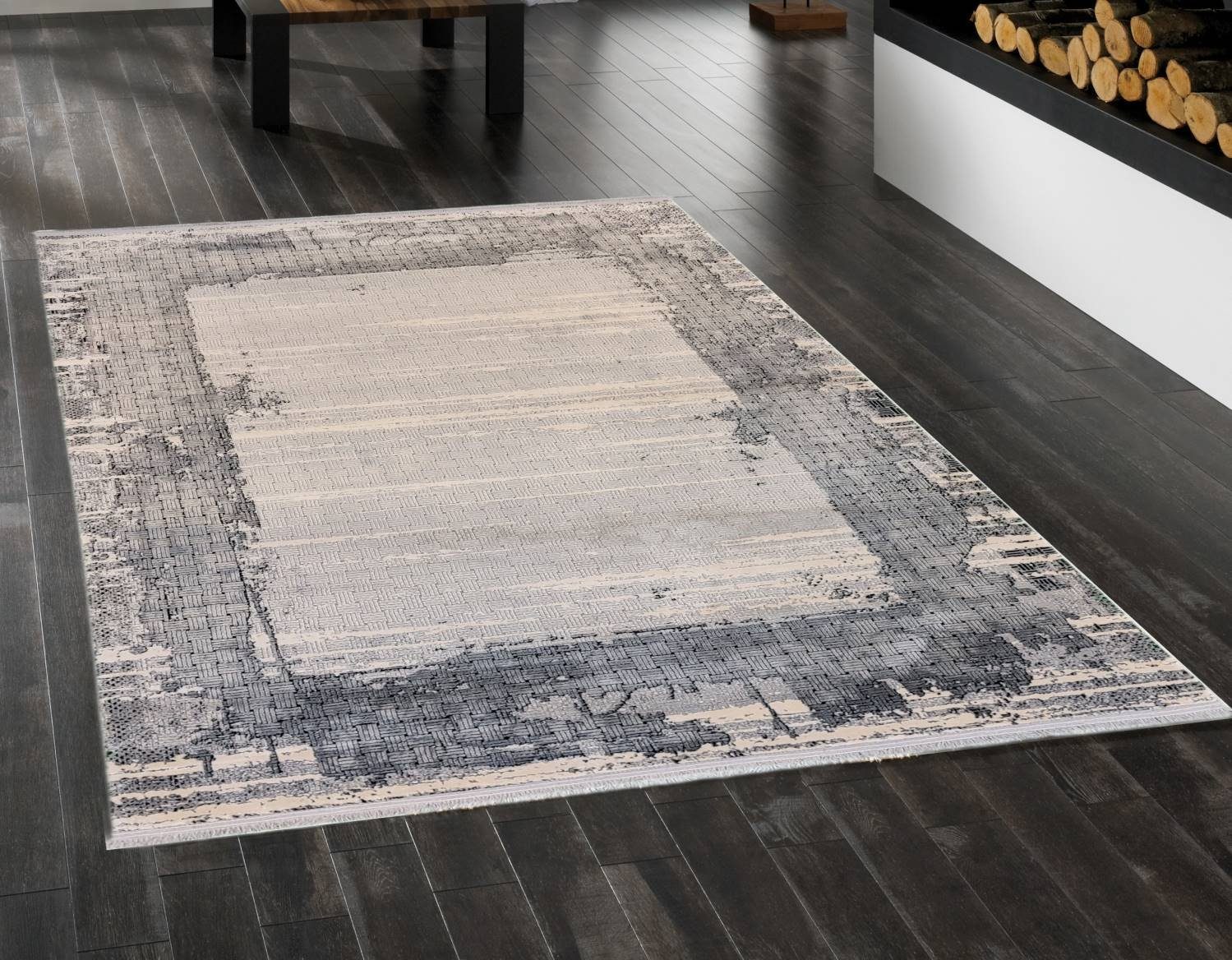 Designteppich SARAYU, Rug Studios, Rechteckig, Höhe: 12 mm, Esszimmer, Flur, Küche, modern, Waschbar, Wohnzimmer, 40 x 60 cm, schwarz