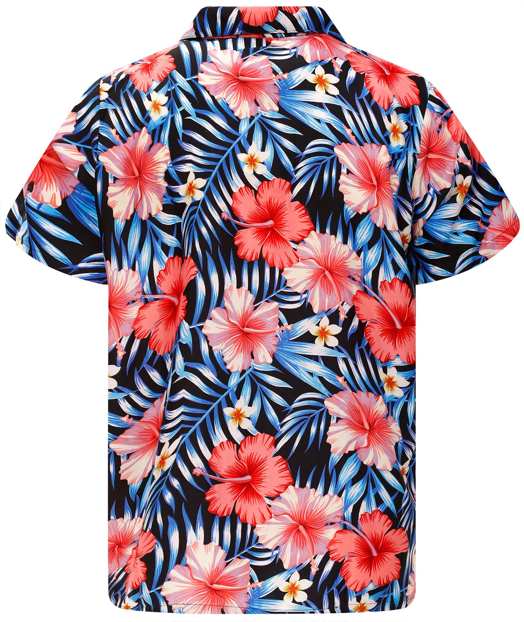 King Kameha Hawaiihemd Tropical Hibiscus Funky Hawaii-Hemd Kurzarm Front-Tasche Unisex – Bild 2 von 5
