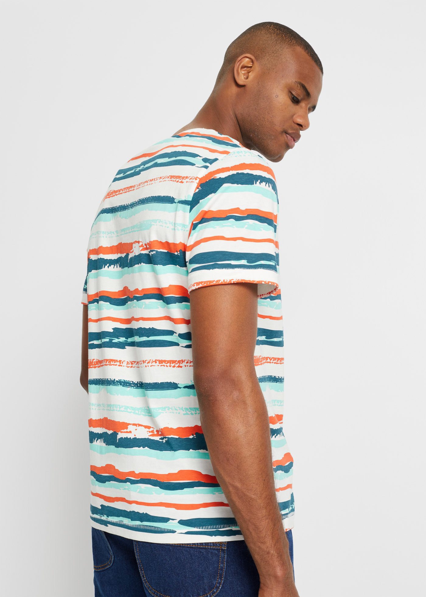 bonprix T-Shirt Regular Fit, Kurzarm, bunt gestreift, aus Baumwolle günstig online kaufen