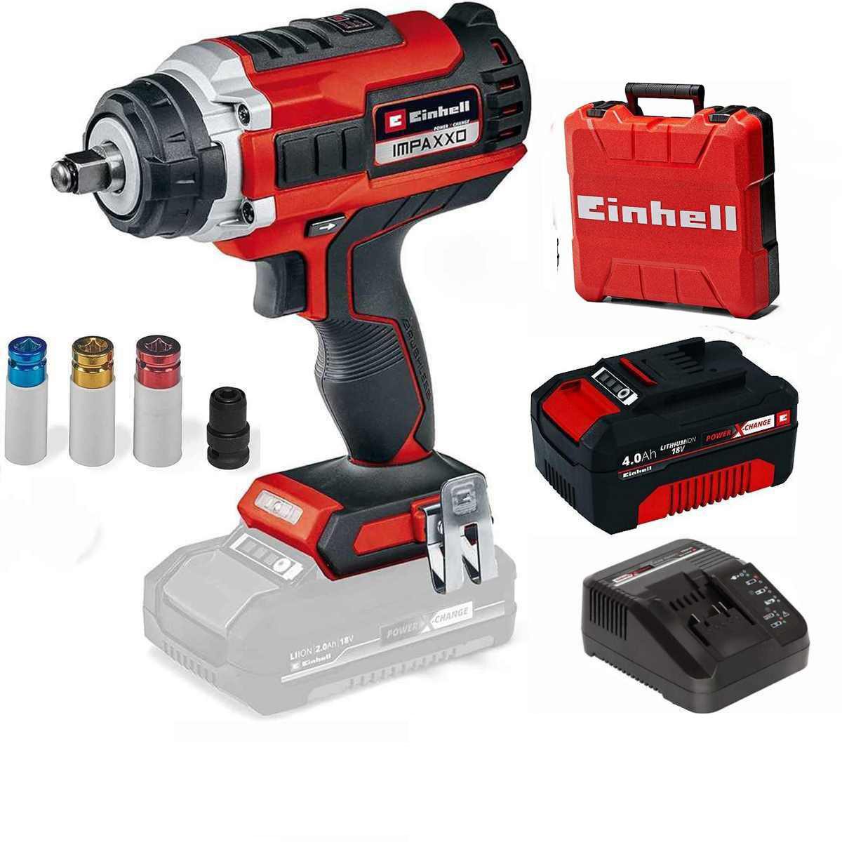 Einhell Akku-Schlagschrauber Schlagschrauber IMPAXXO 18/400 Akku 4.0 Ah 18V -Koffer 3-Gang, BL