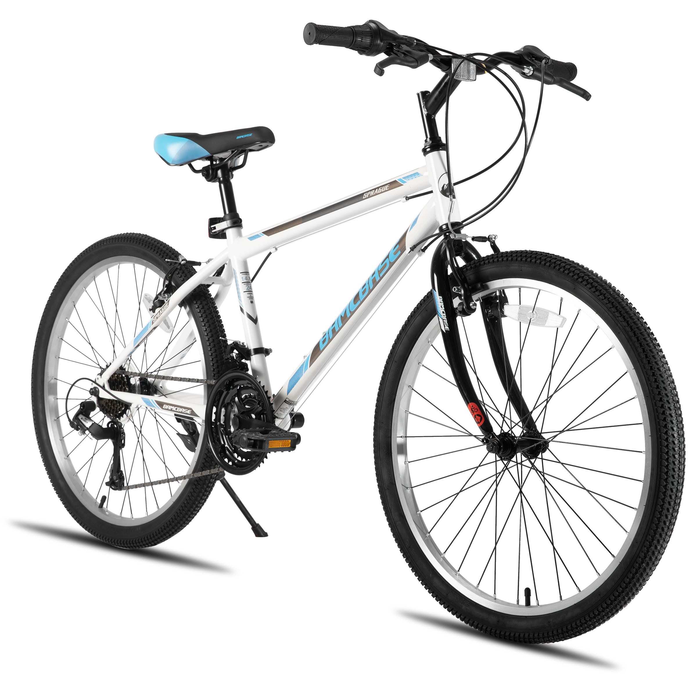 HILAND Mountainbike 24 26 Zoll bike Männer Frauen MTB Fahrrad für Jugend Studenten Pendler, mit V-Bremse, 21 Gang, Federgabel, Hochwertiger Rahmen,Kettenschaltung