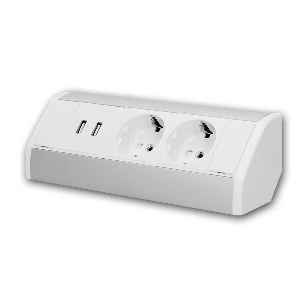 Orno Aufputz-Steckdose Aufbau-Steckdose 2-fach + USB-A&C ws/si 230V/3680W