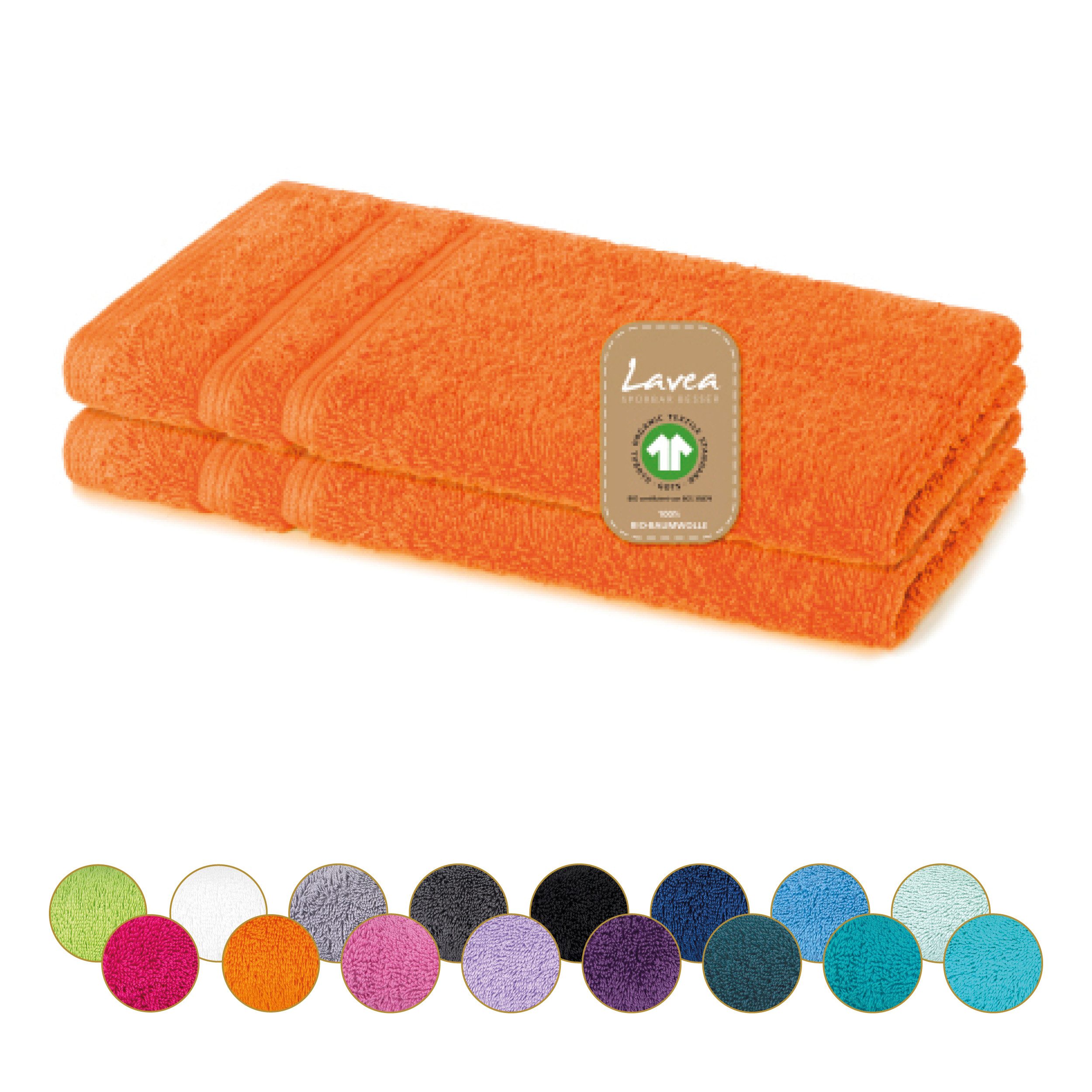 Lavea Gästehandtuch Bali Gästetücher 30x50 cm, Weiches Bio-Baumwollfrottee (Set, 2-St), pflegeleicht, GOTS-zertifiziert, extra saugstark mit 500g/m²