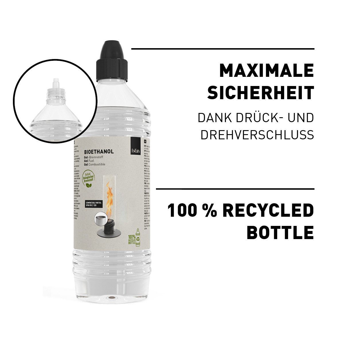 höfats Bioethanol Gel-Brennstoff, 6 l, (Zubehör für SPIN 90/120 Tischfeuer, rußfreie Ethanol Brennpaste, für Indoor und Outdoor)