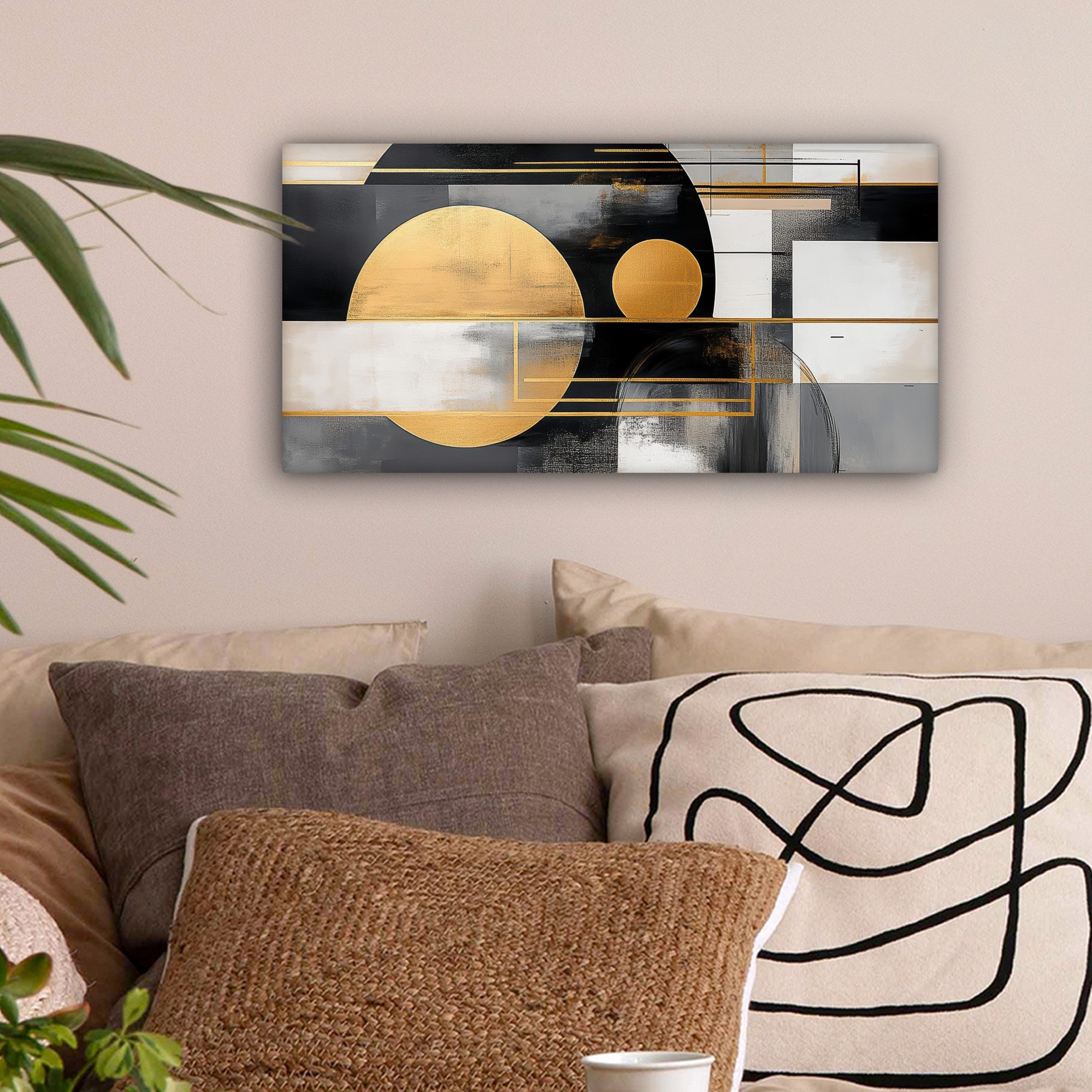 OneMillionCanvasses® Leinwandbild Panorama Abstrakt - Gold günstig online kaufen