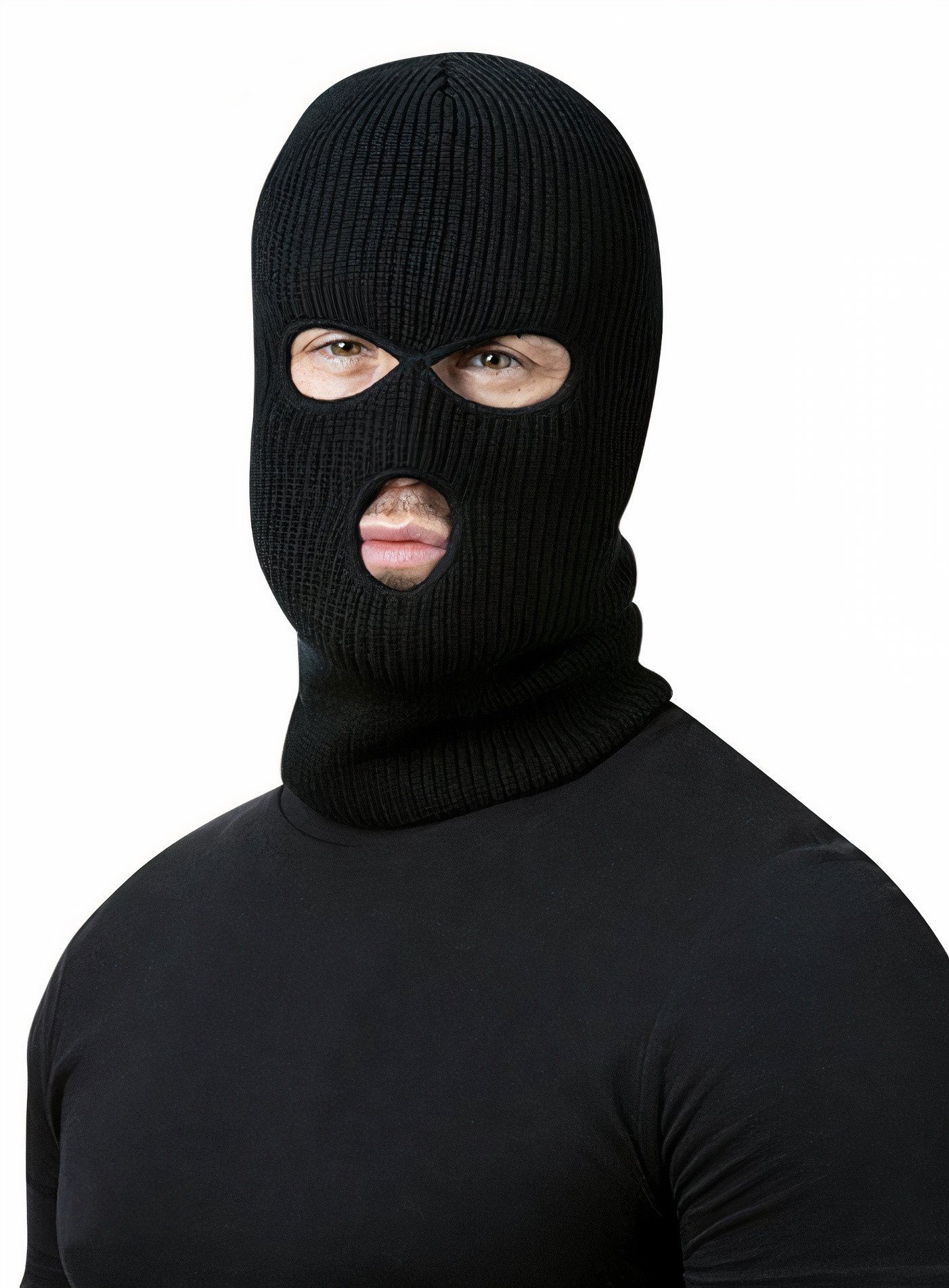 Smiffys Verkleidungsmaske Schwarze Skimaske - Halloween Fasching Karneval, Authentische Strumpfmaske für legale, sportliche Aktivitäten