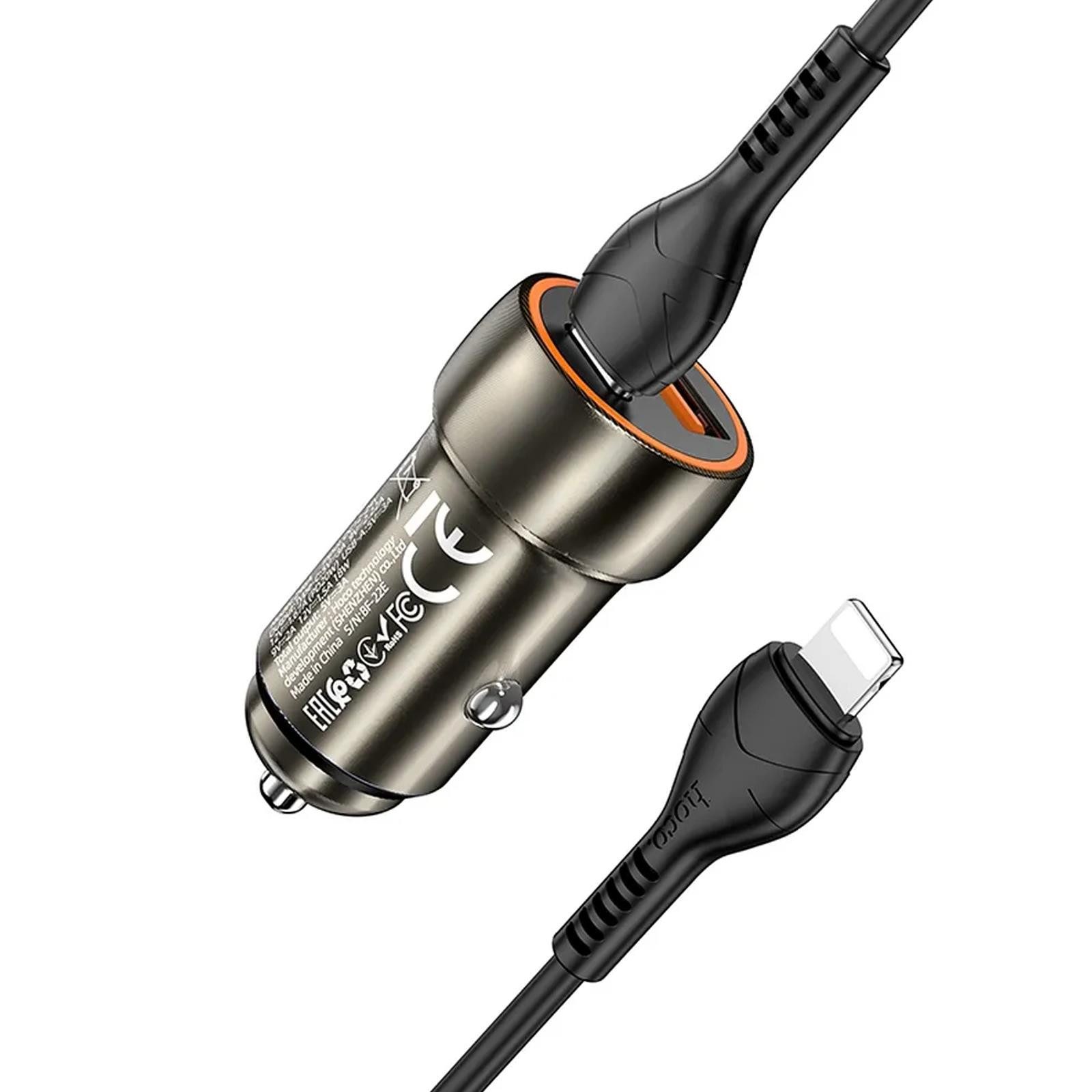 hoco. Z46A Lightning Smartphone-Ladegerät (3000 mA, KFZ Dual USB Lade Stecker Zigarettenanzünder Charger Lightning Kabel)