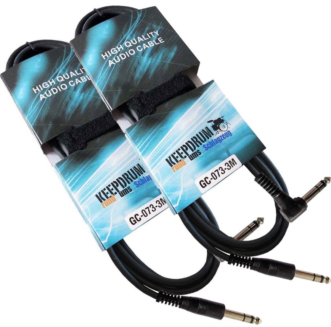 keepdrum keepdrum GC-073 3m Stereo-Audiokabel 2 Stück Audio-Kabel, 6,35-mm-Klinke, (300 cm), 2 x Stereo Audio-Kabel 6,3mm