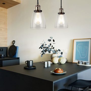 etc-shop LED Pendelleuchte, Leuchtmittel inklusive, Warmweiß, 3er Set Decken Hänge Lampe Wohn Raum Glas Beleuchtung