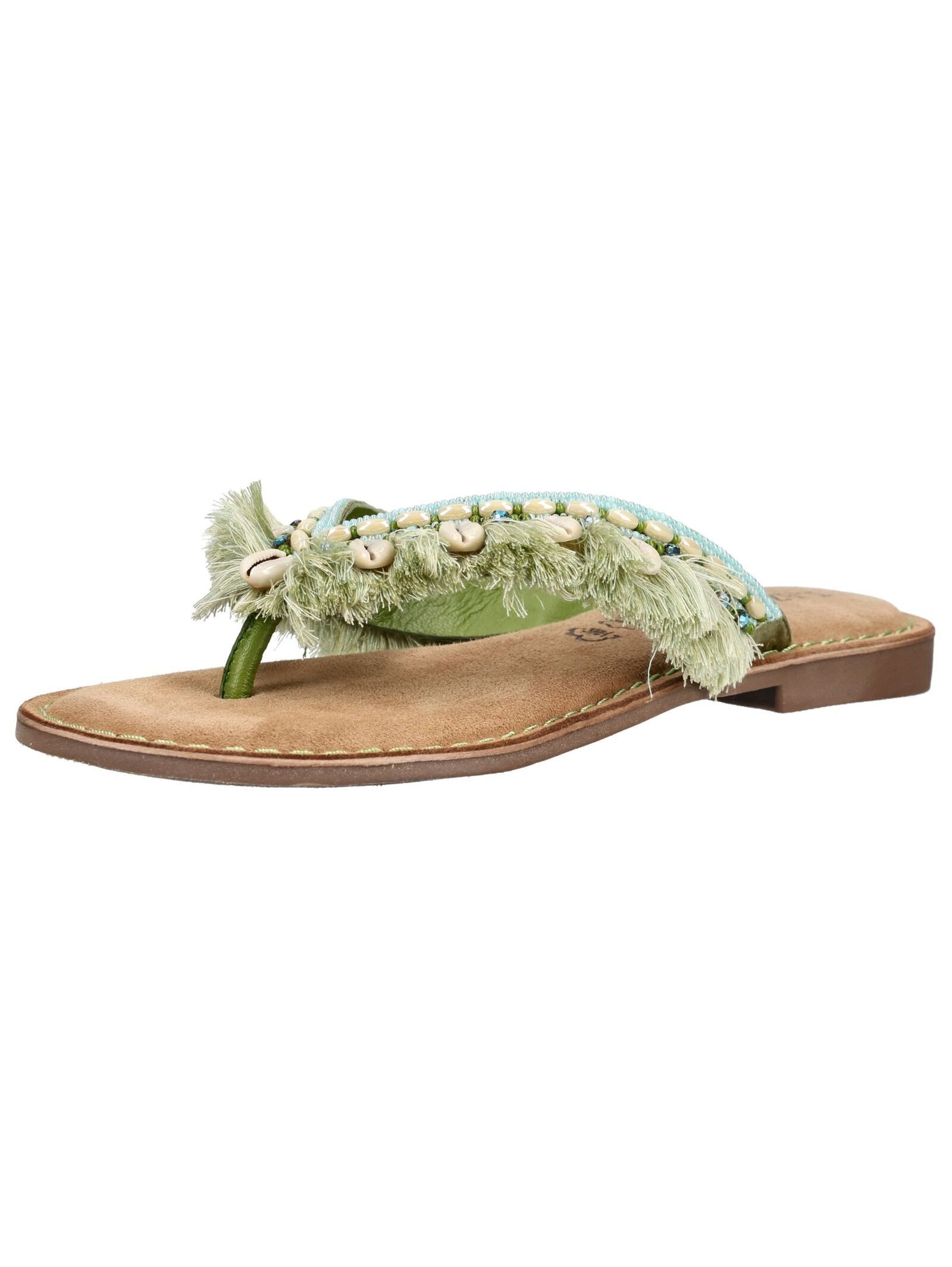 Lazamani Lazamani Pantoletten Leder/Textil Zehentrenner