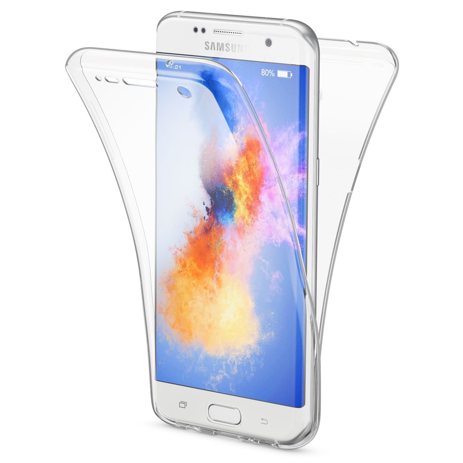 Nalia Smartphone-Hülle Samsung Galaxy S7 Edge, Klare 360 Grad Silikon Hülle  / Rundumschutz Vorder- und Rückseite / Transparent / Komplettschutz /  Vergilbungsfrei / Kratzfest / Durchsichtige Displayschutz Schutzhülle /  Full-Body Case / Vorne & Hinten ...