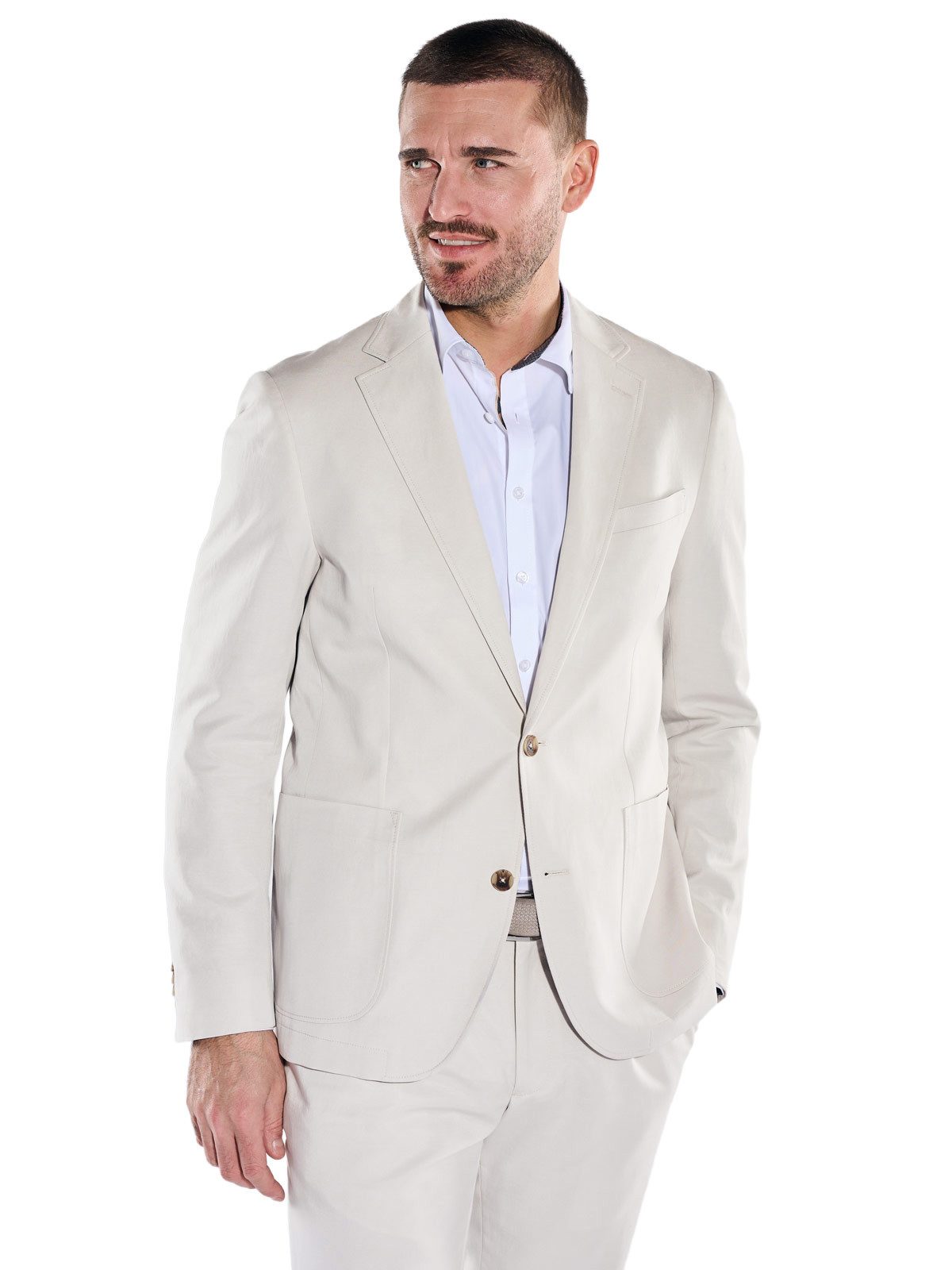 emilio adani Anzugsakko Herren Anzug-Sakko aus Leinenmischqualität, Naturweiss