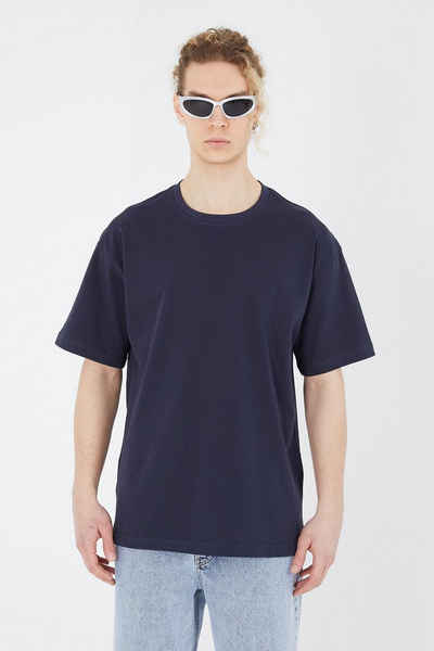 Megaman Jeans Oversize-Shirt Oversize Herren T-Shirt Weiter Auschnitt Extra Lang Rundhals