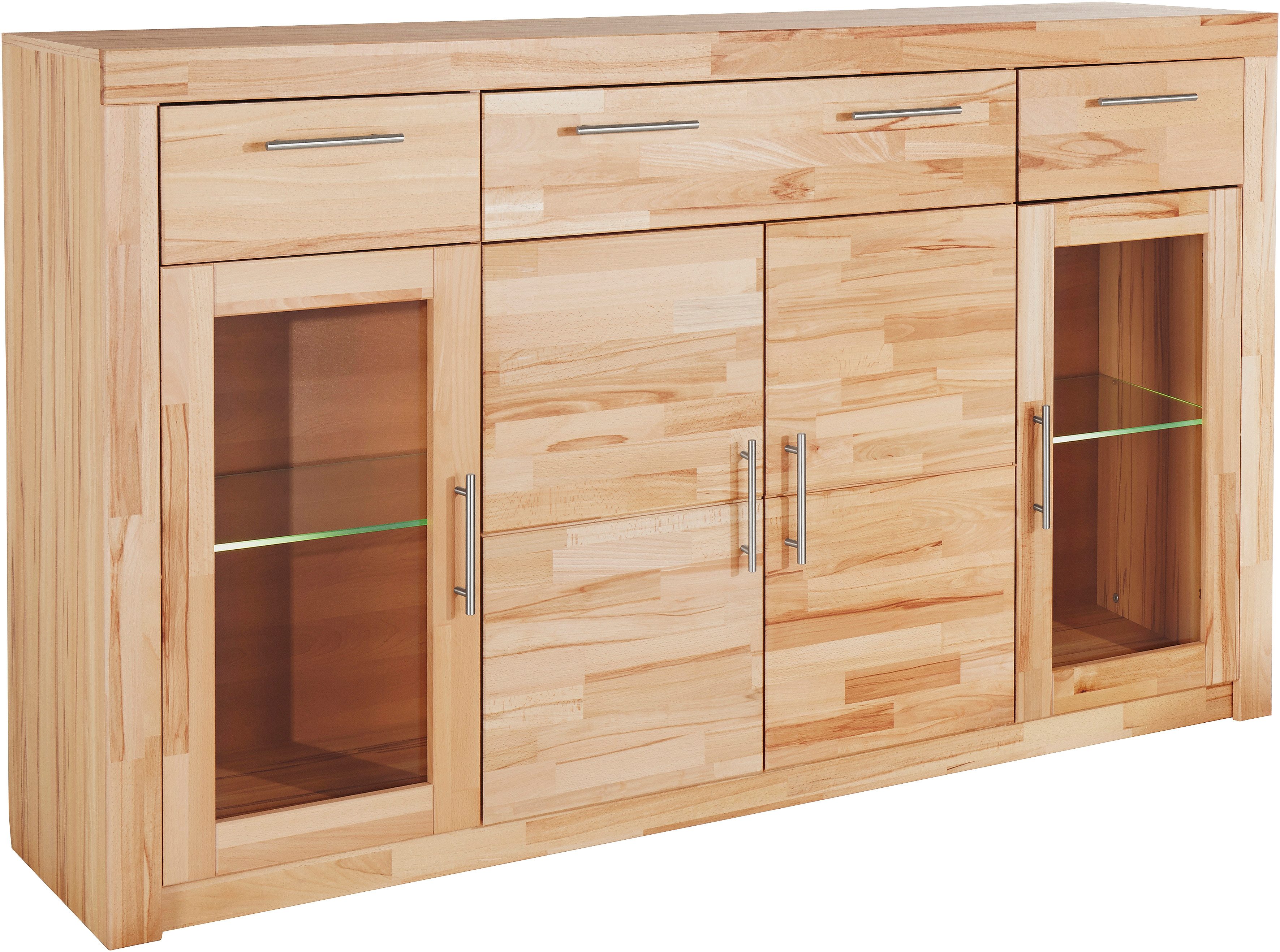 VOGL Möbelfabrik Highboard Toronto, opt. Glastüren, teilmassiv, Rahmenoptik, Made in Germany