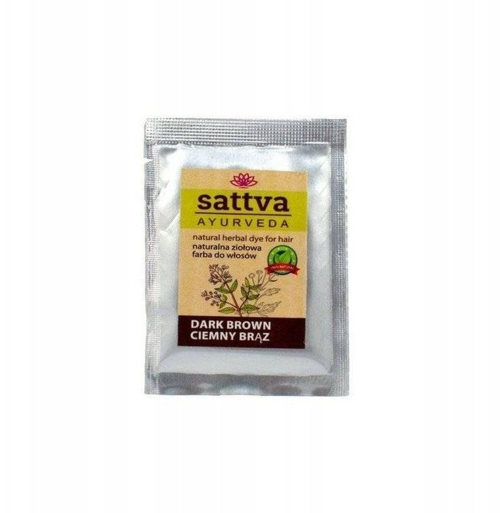 Sattva Haarfarbe natürlicher Kräuterhaarfarbstoff Dunkelbraun 10g
